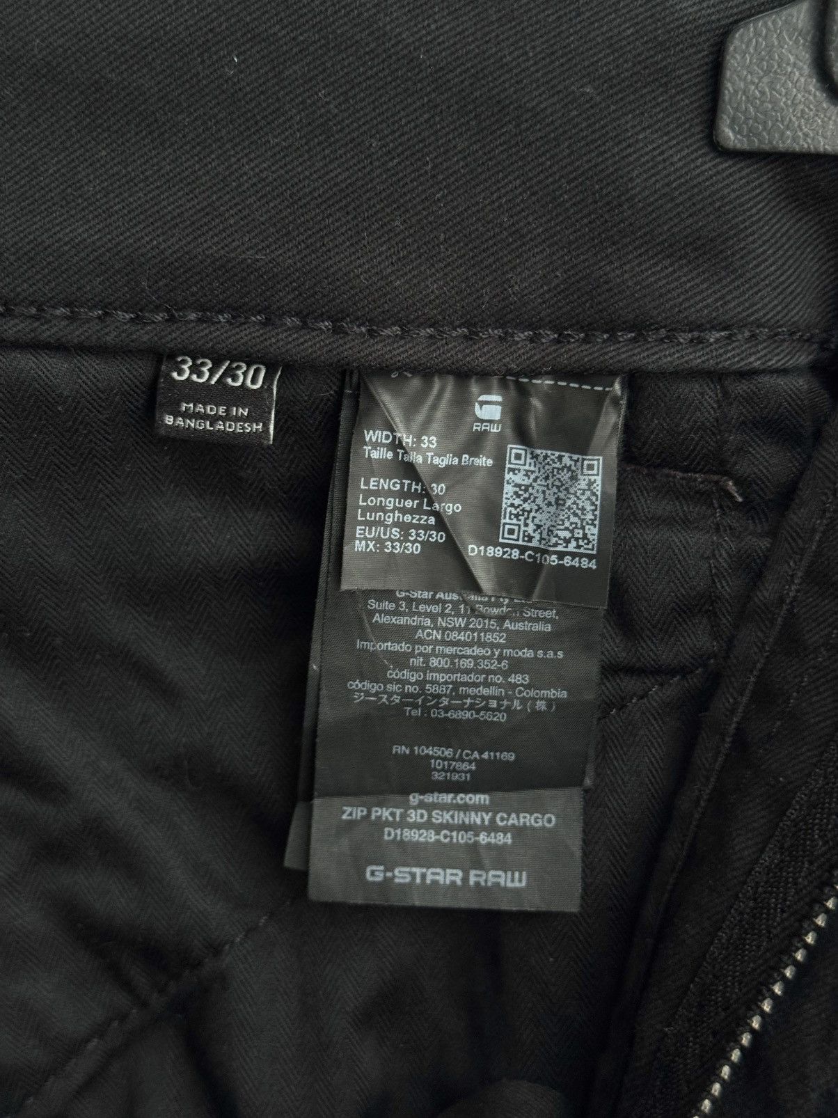 G-Star G-Star RAW 3D Skinny Cargo Black Pants 33x30 Size US 33 - 13 Thumbnail
