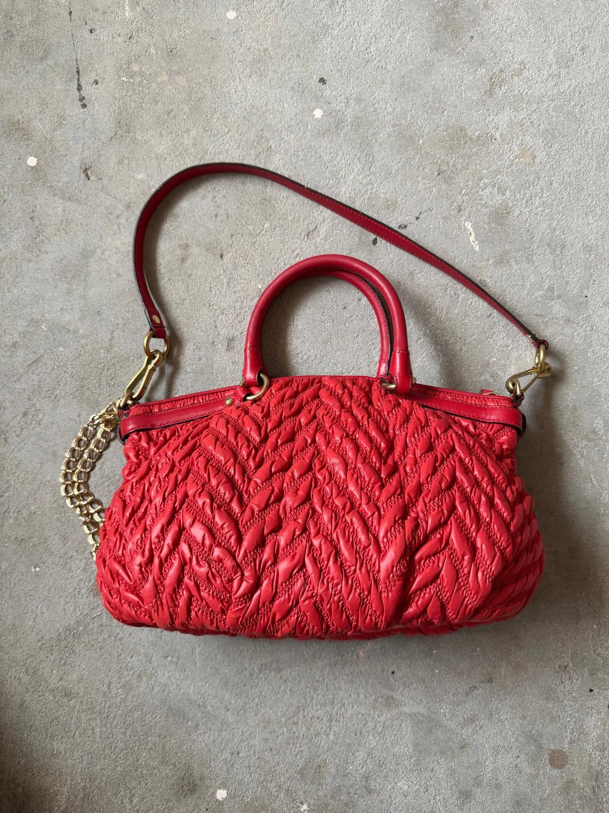 Coach Coach 2Way 70th Anniversary Quilted Nylon Shoulder Bag Red Size ONE SIZE - 6 Thumbnail