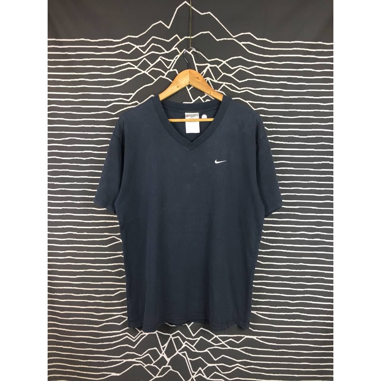 Nike × Vintage Vtg 90s Nike Swoosh Embroidered Logo V-Neck Tee Size US L / EU 52-54 / 3 - 2 Thumbnail