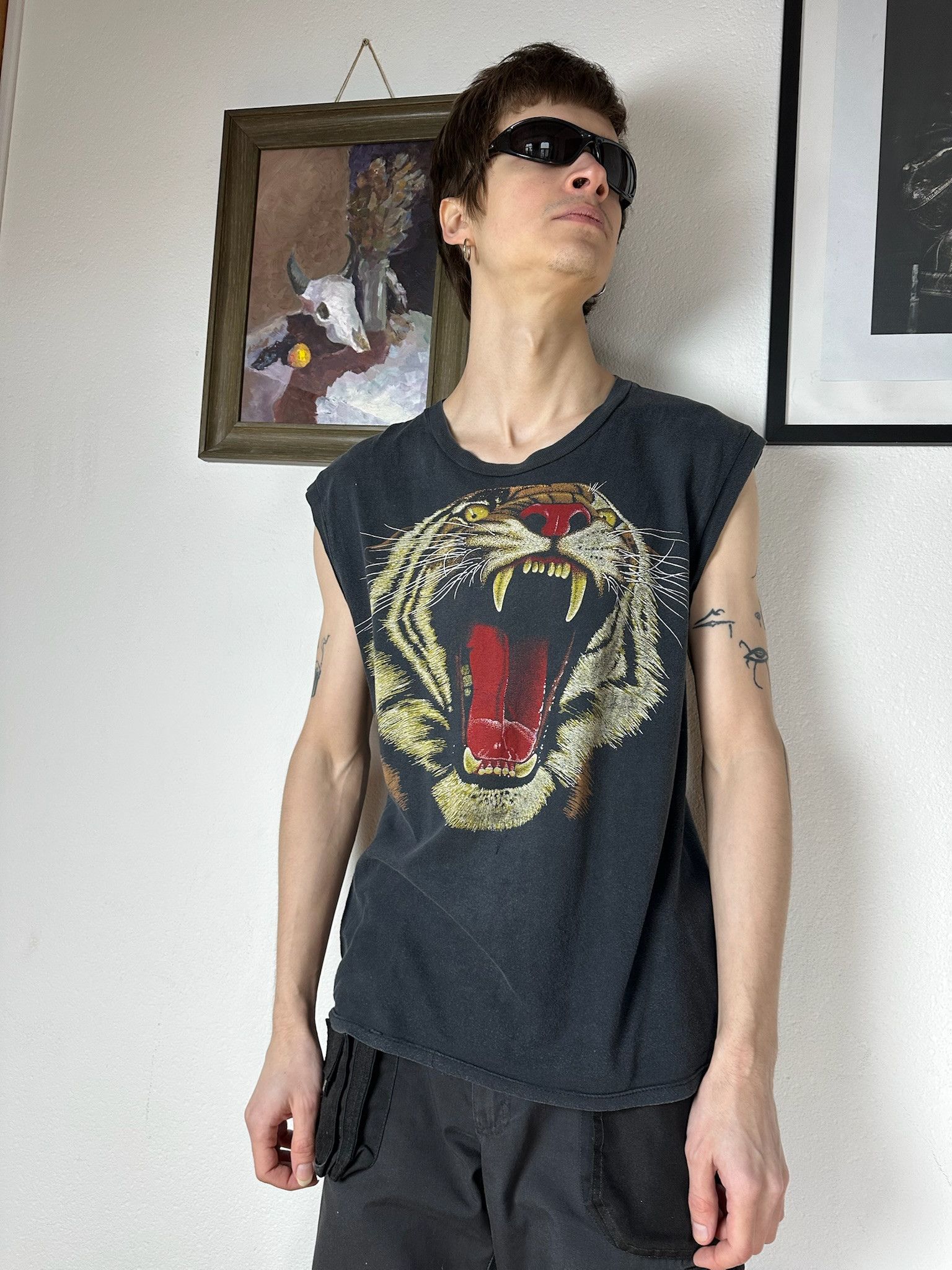Vintage Vintage Tiger Graphic Big Print Tee T-shirt 90s west Size US M / EU 48-50 / 2 - 5 Thumbnail