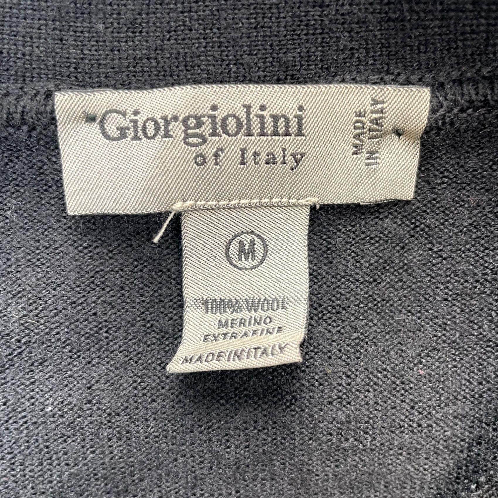 Vintage Giorgiolini Sweater Cardigan Womens M Black Merino Wool Knit 100% Italy Size M / US 6-8 / IT 42-44 - 3 Thumbnail