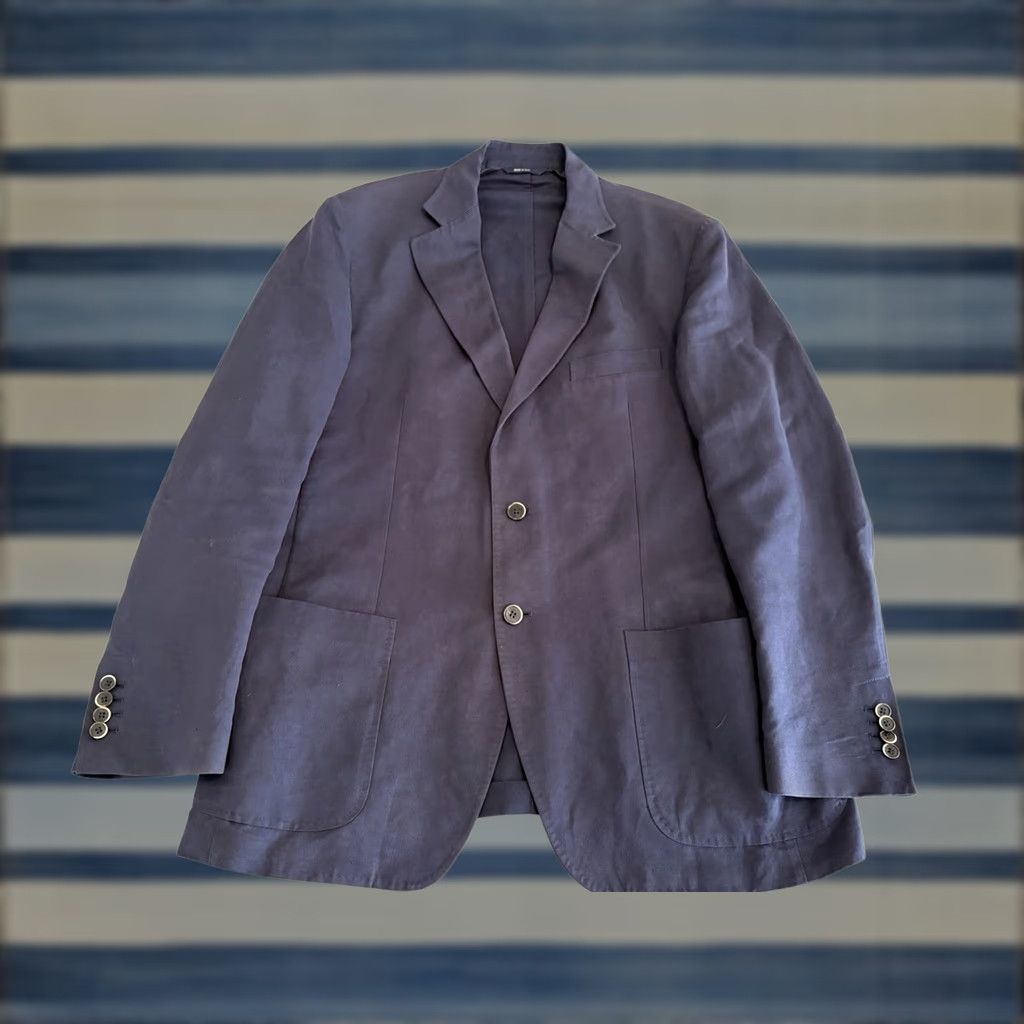 Ermenegildo Zegna Ermenegildo Zegna Blazer Jacket Mens 44 Two-Button Navy Blue Solid Sport Coat with Measurements 22" Pit to Pit 31" Back Length Size 44R - 1 Thumbnail