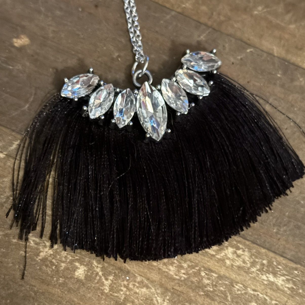 Other 925 silver rhinestone black tassel pendant necklace Size ONE SIZE - 3 Thumbnail