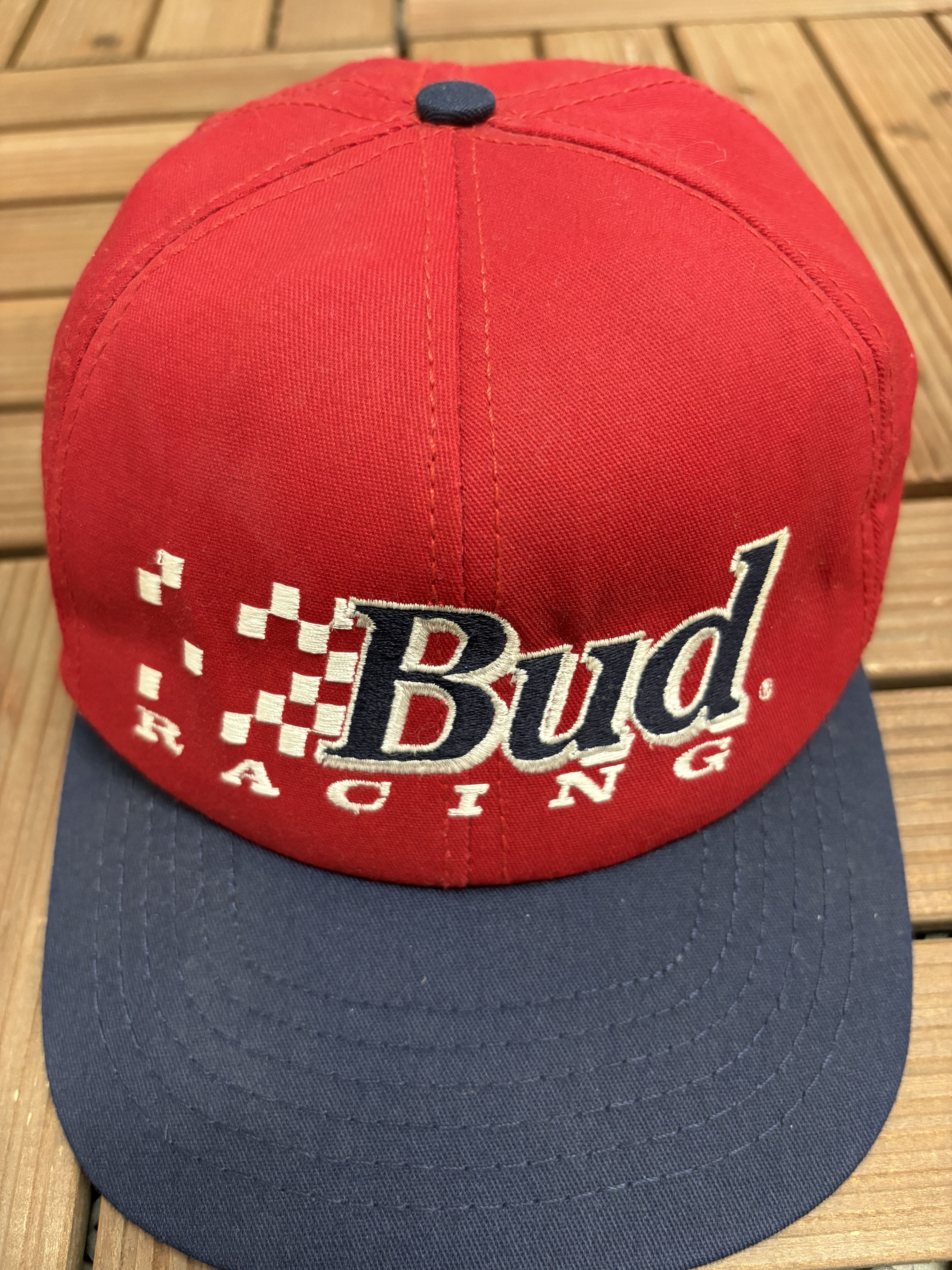 Vintage Budweiser Racing Embroidered Vintage Red Snap Back Hat Cap Size ONE SIZE - 3 Thumbnail