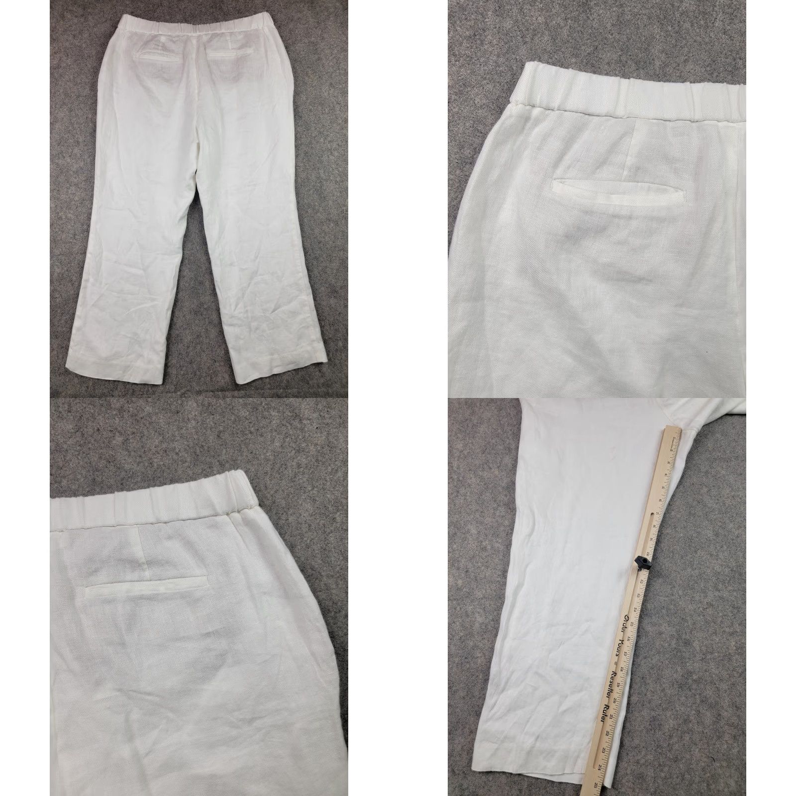 Talbots Talbots Pants Womens 12 White Linen Lined Straight Leg Pockets Summer Classic Size 34" / US 12 / IT 48 - 8 Thumbnail