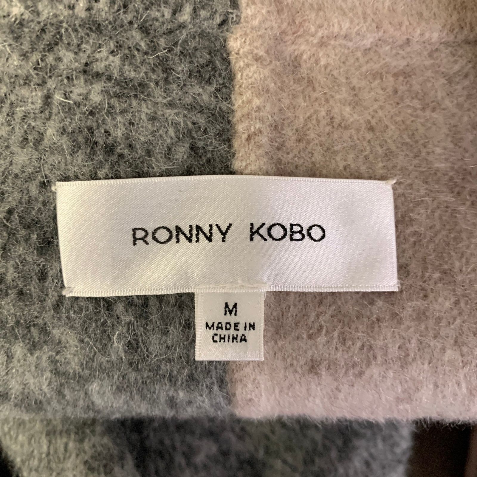 Ronny Kobo RONNY KOBO Size M Grey Tan Wool Two Tone Peak Lapel Coat Size M / US 6-8 / IT 42-44 - 6 Thumbnail