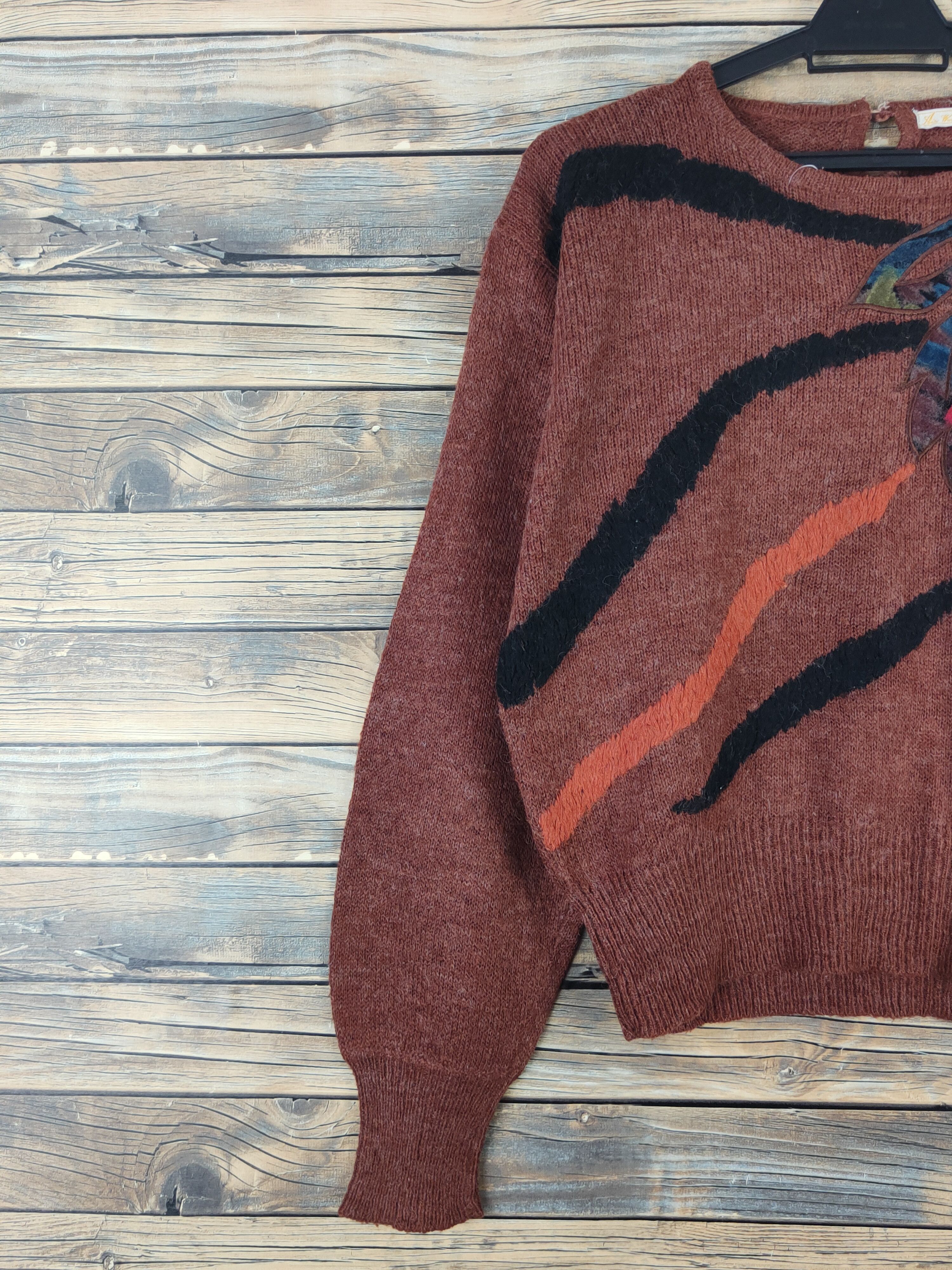 Homespun Knitwear Air Woeld Dark Brown art vintage Knitwear Crop Tops #W1106 Size L / US 10 / IT 46 - 4 Thumbnail