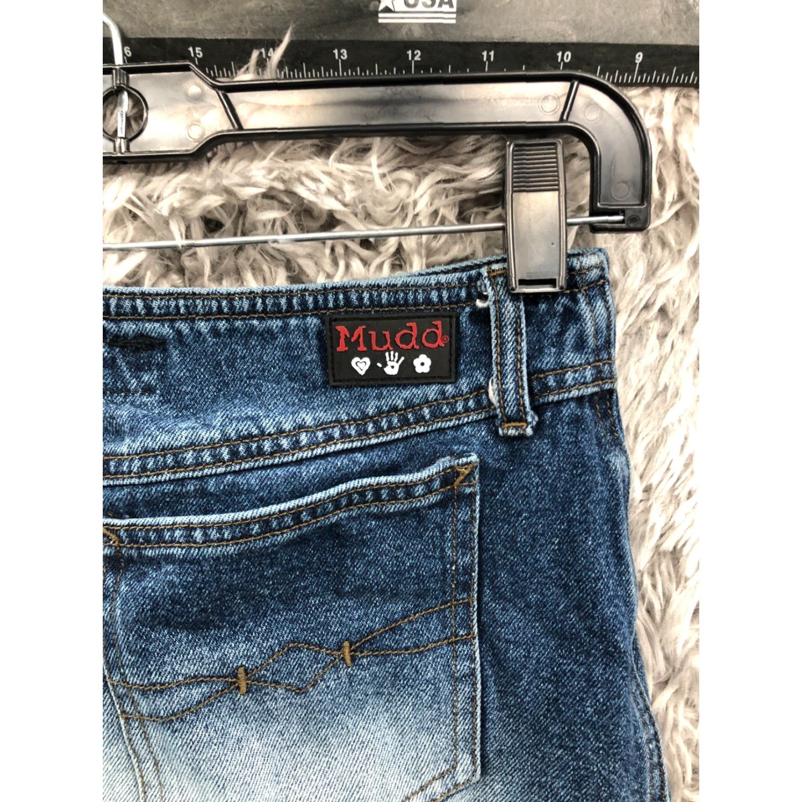 Denime Mudd Jeans Skirt Juniors Size 5 Midi Mini 2 Tone Medium Wash Denim Ruff Hewn Blue Size 27" / US 4 / IT 40 - 6 Thumbnail