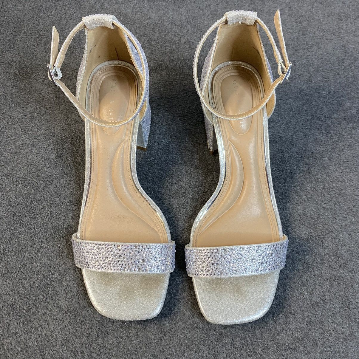 Other Kelly & Katie Heels Rhinestone Sparkly Silver Sz 9W EUC Size US 9 / IT 39 - 4 Thumbnail