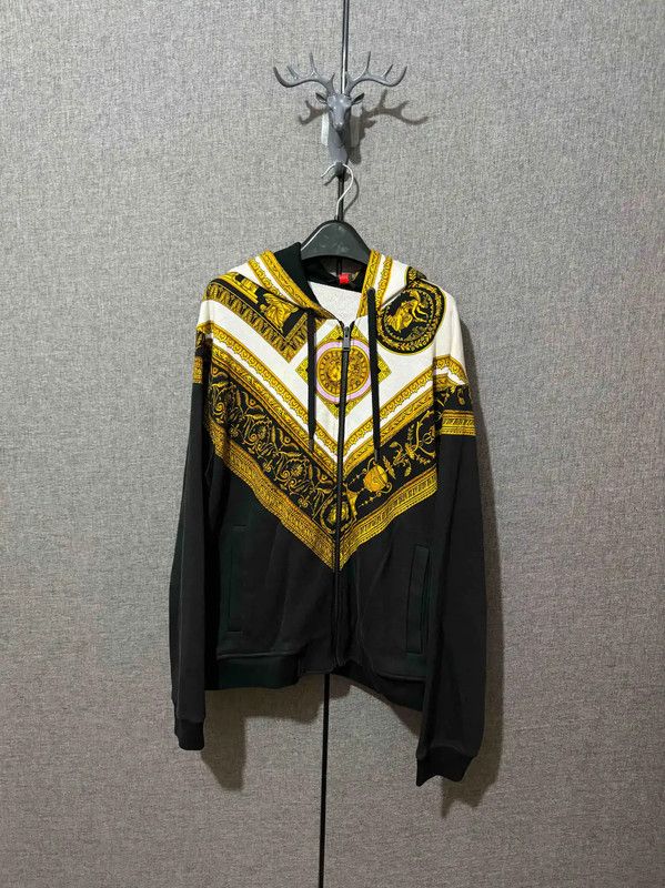 Versace Black Cotton Embroidered Logo Jacket 0089