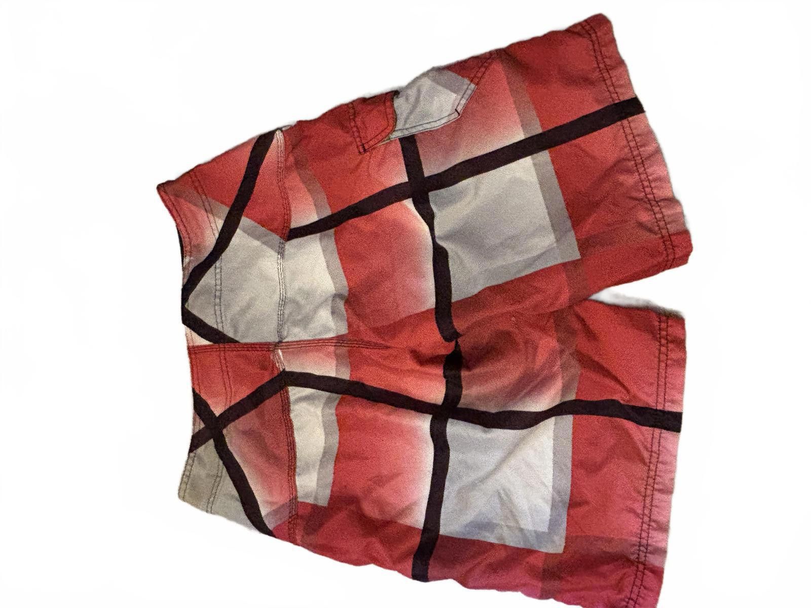 Hurley Y2K Hurley Men's Board Shorts Red and Gray Plaid Swim Trunks Size US 32 / EU 48 - 6 Thumbnail