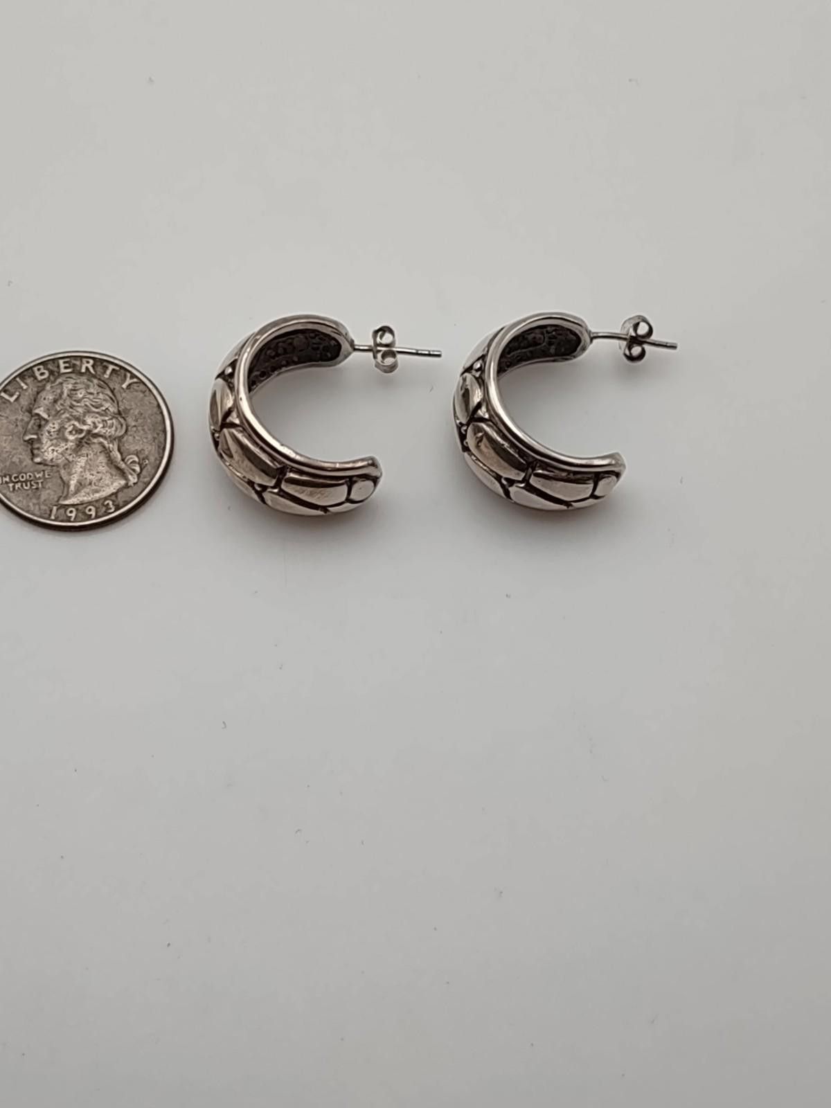 Sterling Silver Sterling Silver Chunky Hoop Earrings 925 Heavy Modern Size ONE SIZE - 3 Thumbnail