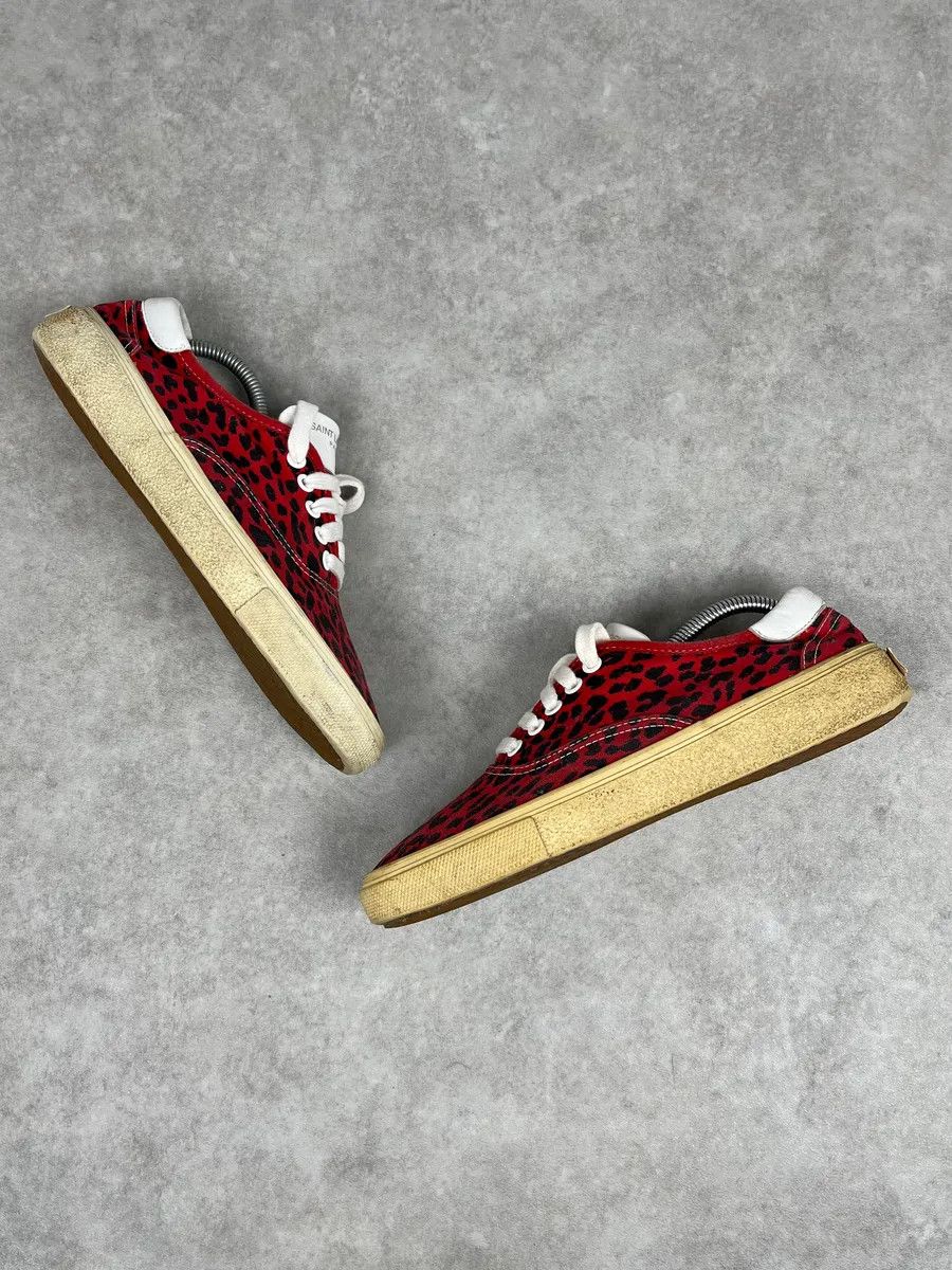 Saint Laurent Paris Saint Laurent Red & Black Leopard LA Sneakers Size US 8 / EU 41 - 3 Thumbnail