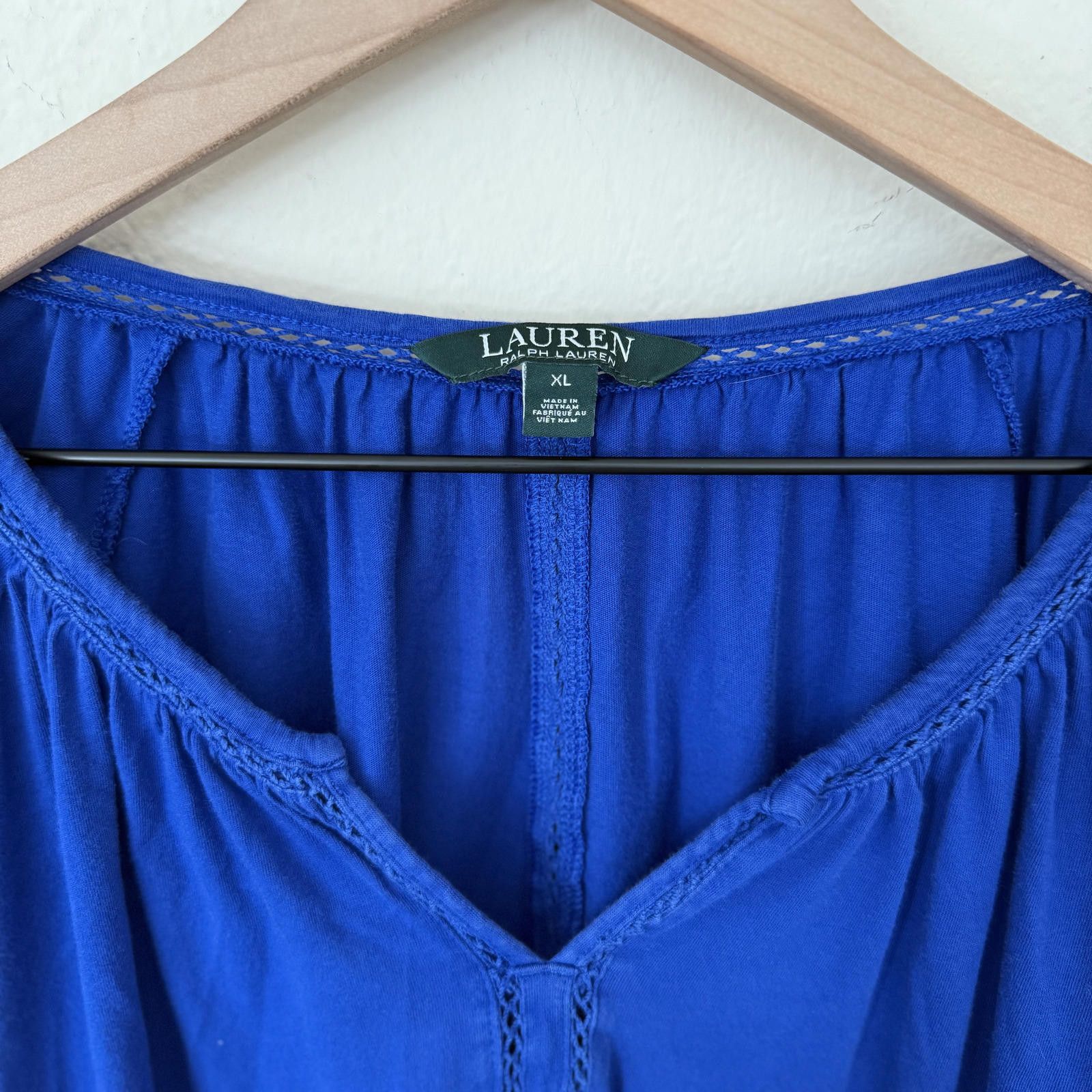 Polo Ralph Lauren Ralph Lauren Blouse Women's XL Blue 3/4 Sleeve V-Neck Size XL / US 12-14 / IT 48-50 - 2 Thumbnail