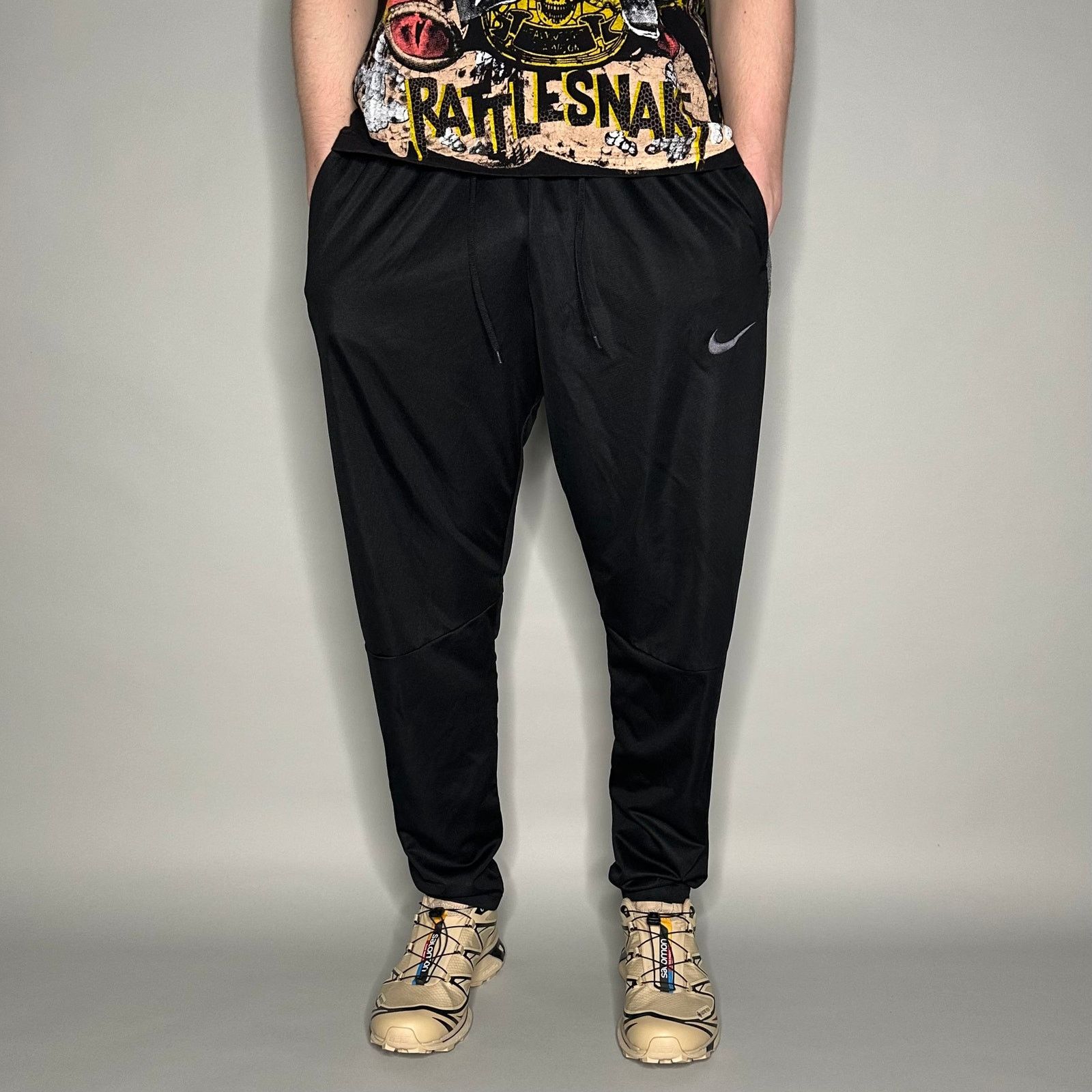 Crazy Nike Sweatpants Jet Black Polyester Grey Swoosh Menswear