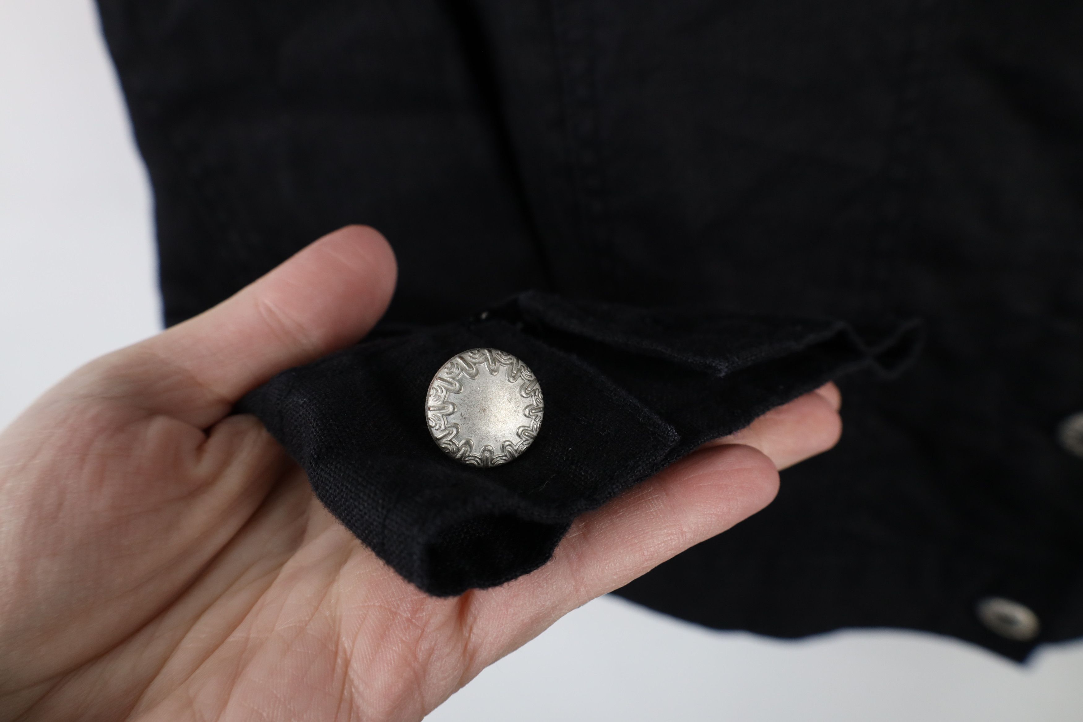 Vintage Lucy & Laurel Linen Full Button Trucker Jacket Black Size XL / US 12-14 / IT 48-50 - 4 Thumbnail
