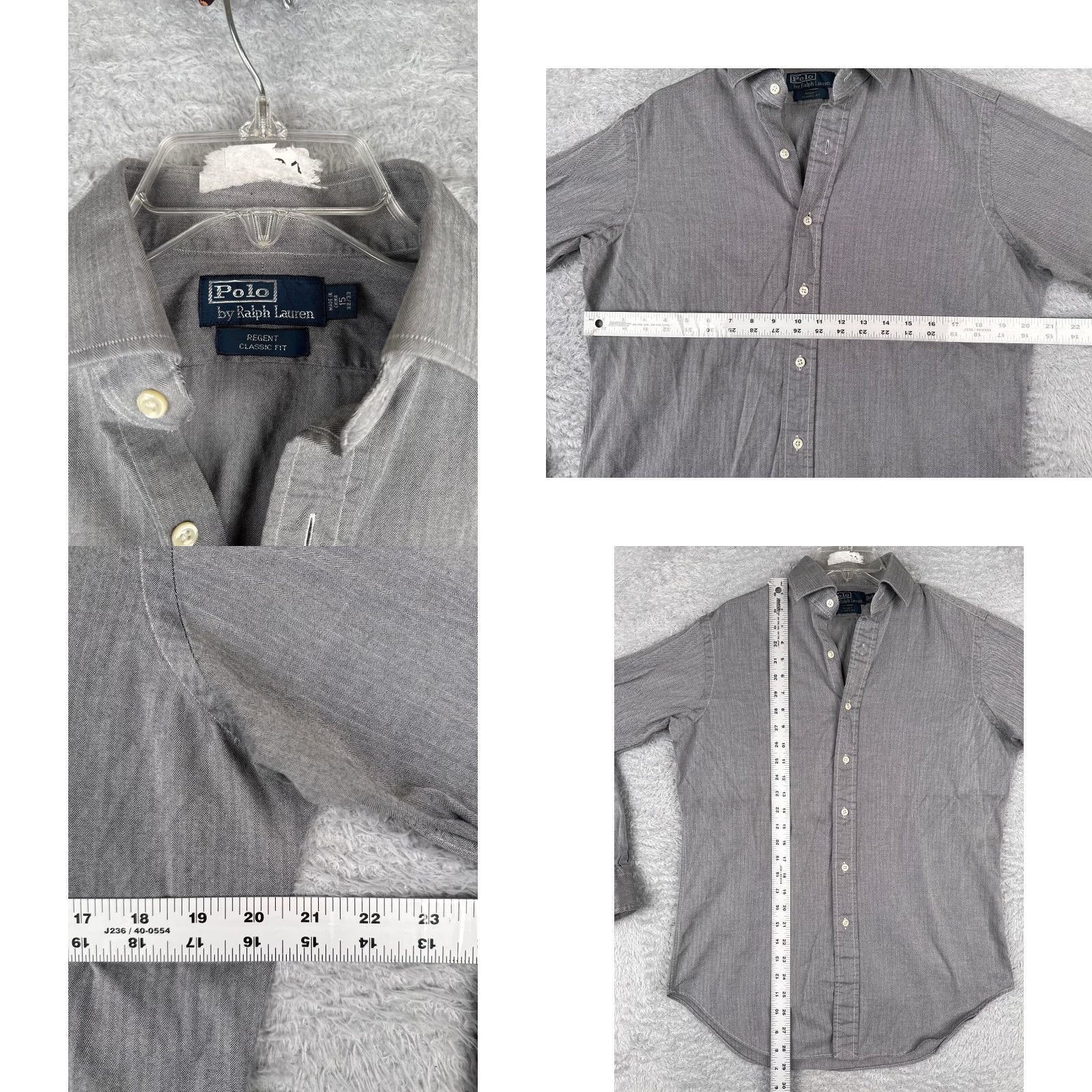 Polo Ralph Lauren VINTAGE Polo Ralph Lauren Shirt Mens Adult 15 Gray Cotton Herringbone Button-Up-Gray Reg/Regular Camping Outdoor 40 Chest Fall Winter Spring 15 Mens Size US M / EU 48-50 / 2 - 8 Thumbnail