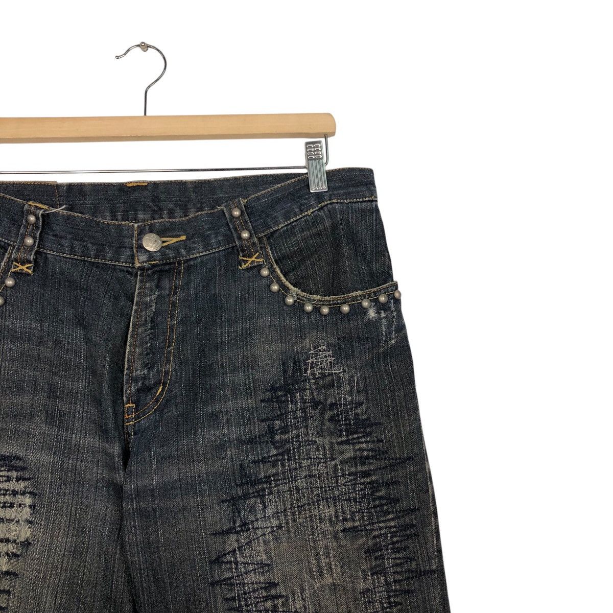 Hysteric Glamour 📌Vintage Bow Cut Design Punk Style Denim Pants Biker Size 34" / US 12 / IT 48 - 7 Thumbnail