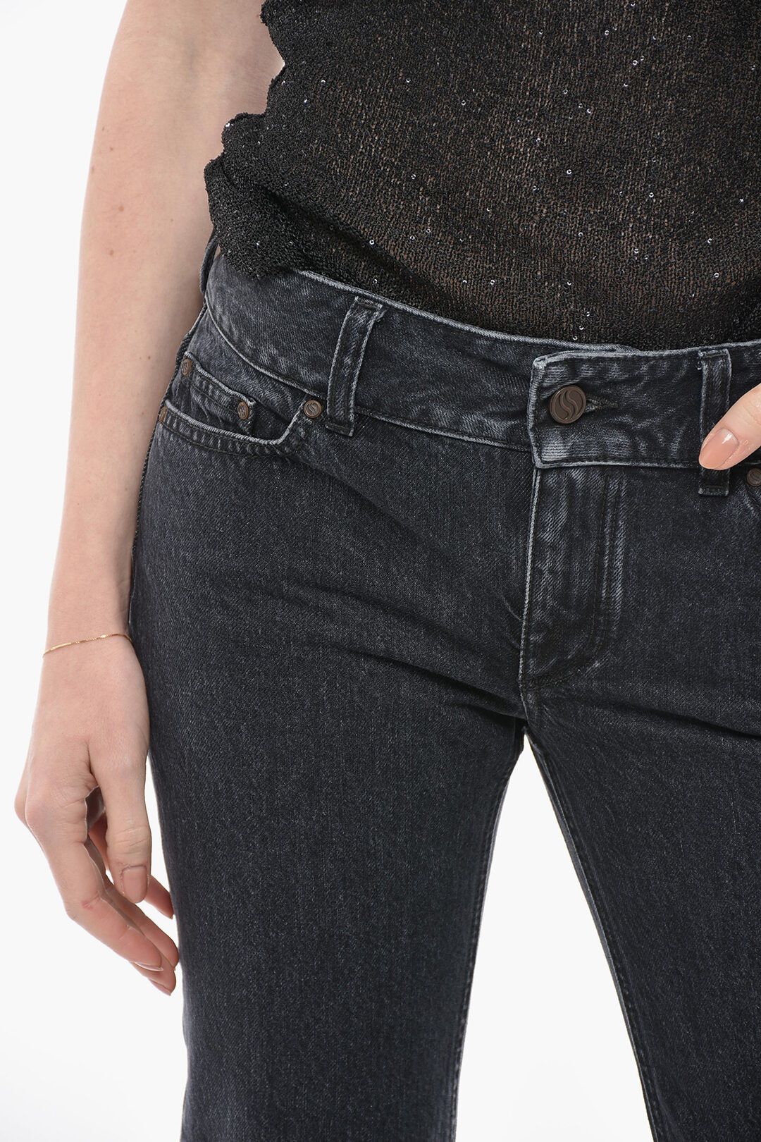 Stella McCartney og1mm0824 Stone Washed Straight Fit Denims in Black Size 28" / US 6 / IT 42 - 3 Thumbnail