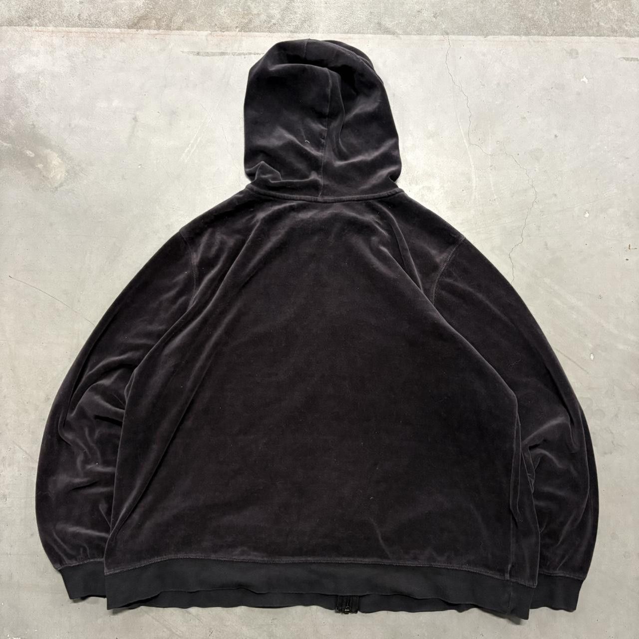 Vintage Crazy Vintage Y2K/2000s Blank Black Velour Streetwear Style Zipup Hoodie! Size US XXL / EU 58 / 5 - 2 Thumbnail