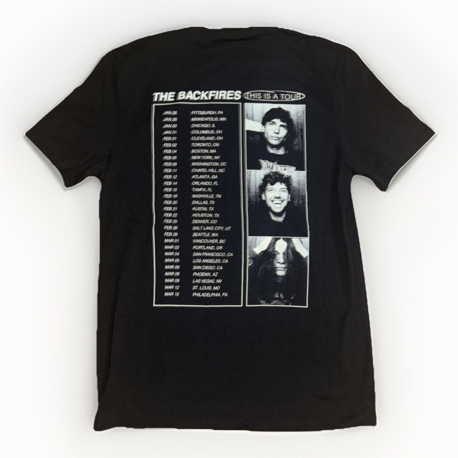 Band Tees The Backfires Band T-Shirt Black Medium 19x28 Indie Rock Size US M / EU 48-50 / 2 - 1 Thumbnail