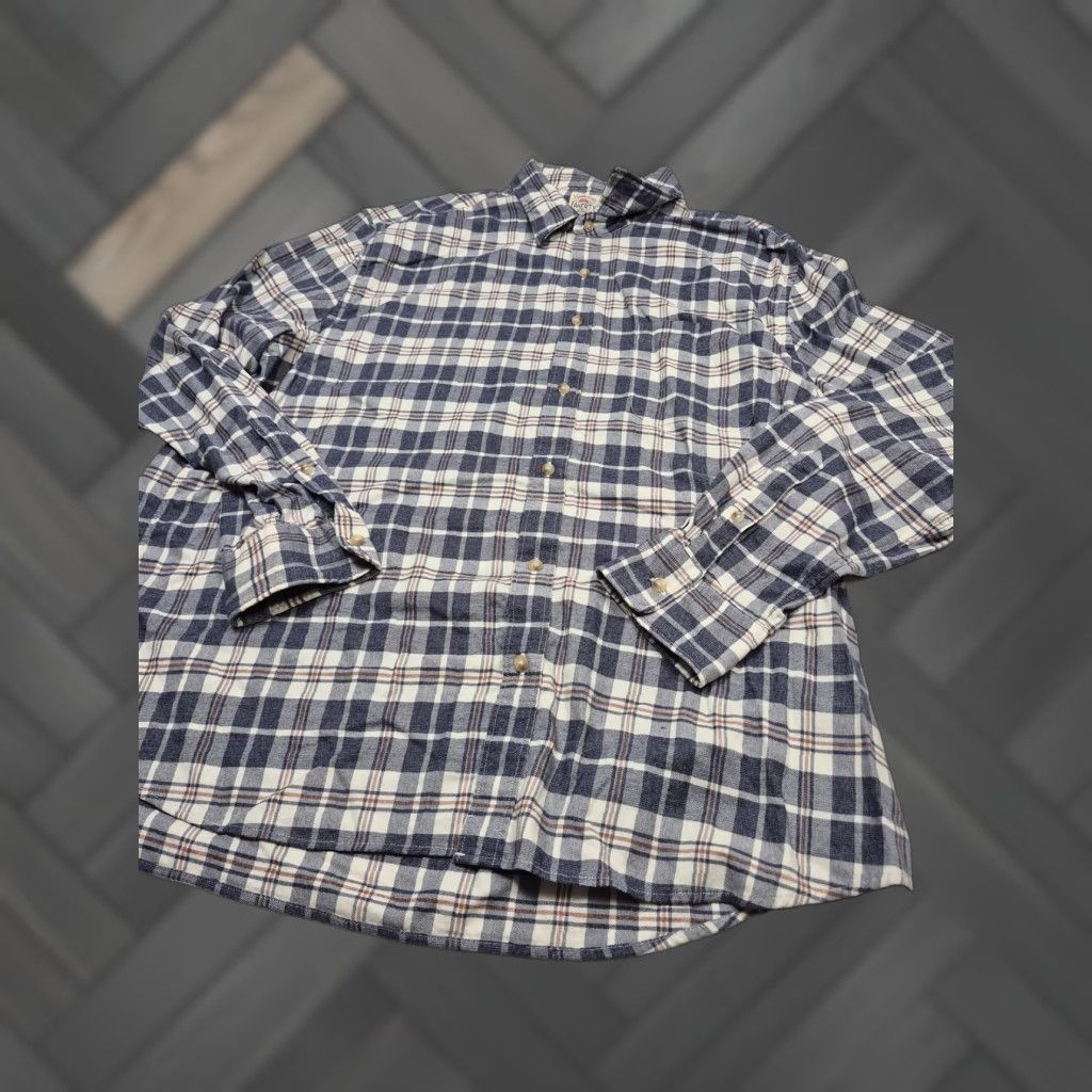 Faherty Faherty Men's Flannel Shirt 2XL Blue Plaid Button-Up Long Sleeve Cotton 100% Casual Fall Mens Size US XXL / EU 58 / 5 - 1 Thumbnail