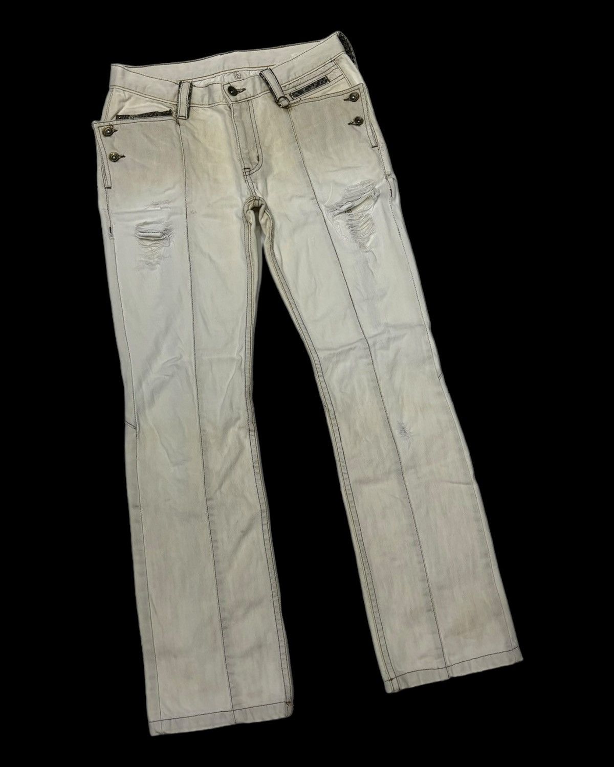 If Six Was Nine RARE🔥SEMANTIC DESIGN PUNK DISTRESS SNAKE SKIN POCKET JEANS Size US 29 - 2 Thumbnail
