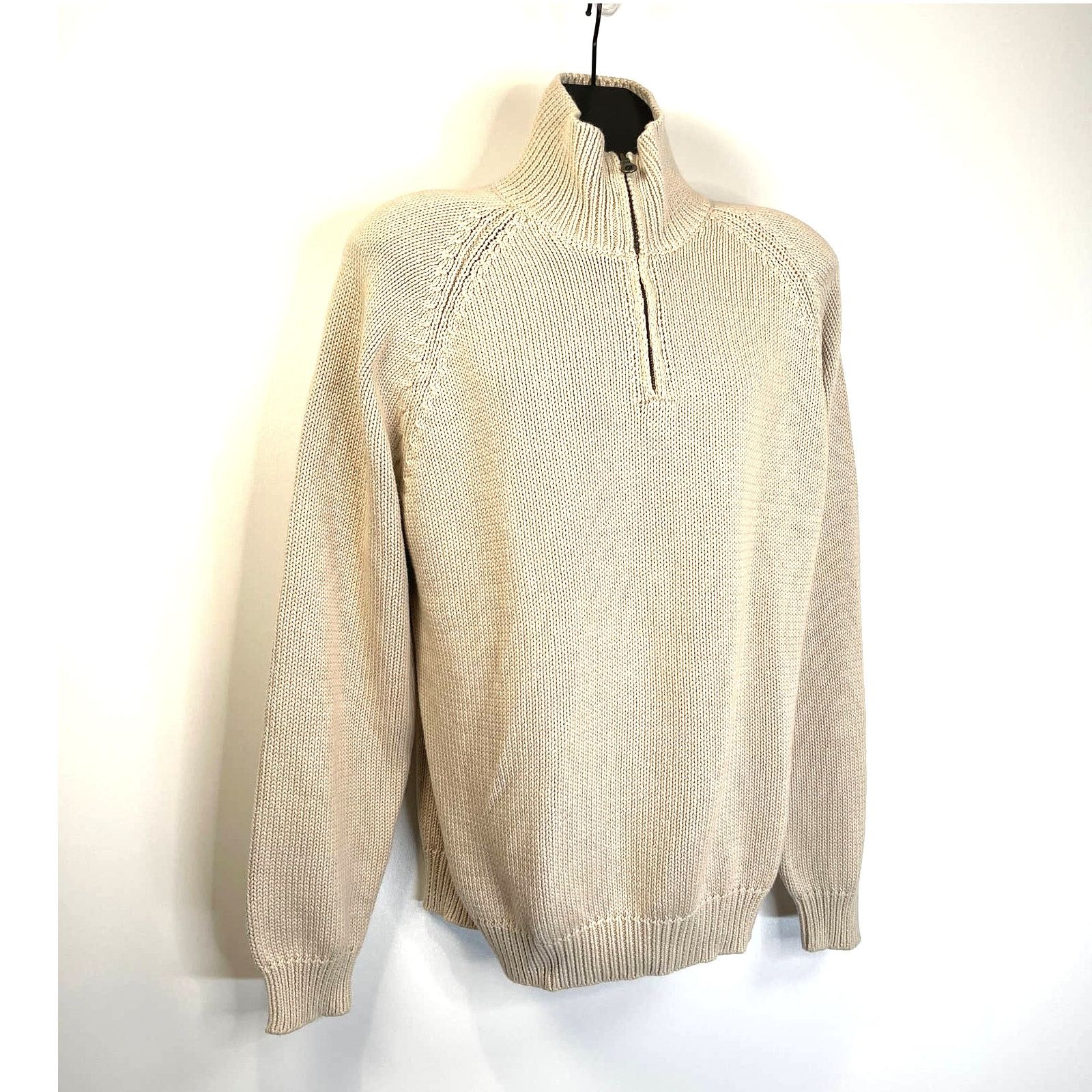 Lands' End Lands' End Cotton Knit Pullover Quarter Zip Wool Free Size US L / EU 52-54 / 3 - 2 Thumbnail