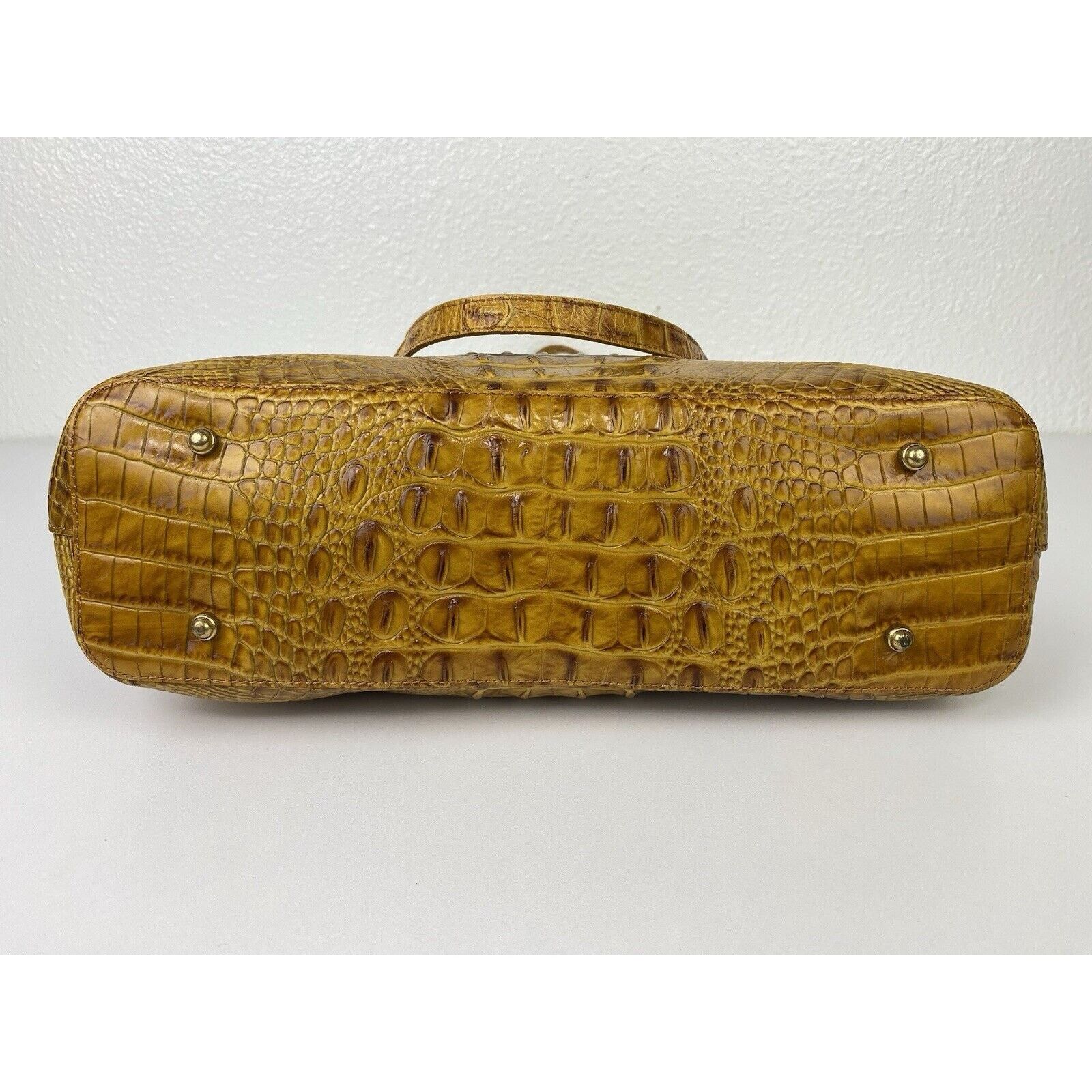 BRAHMIN Brahmin Alden Brown Croc Embossed Leather Shoulder Purse Bag Size ONE SIZE - 11 Thumbnail