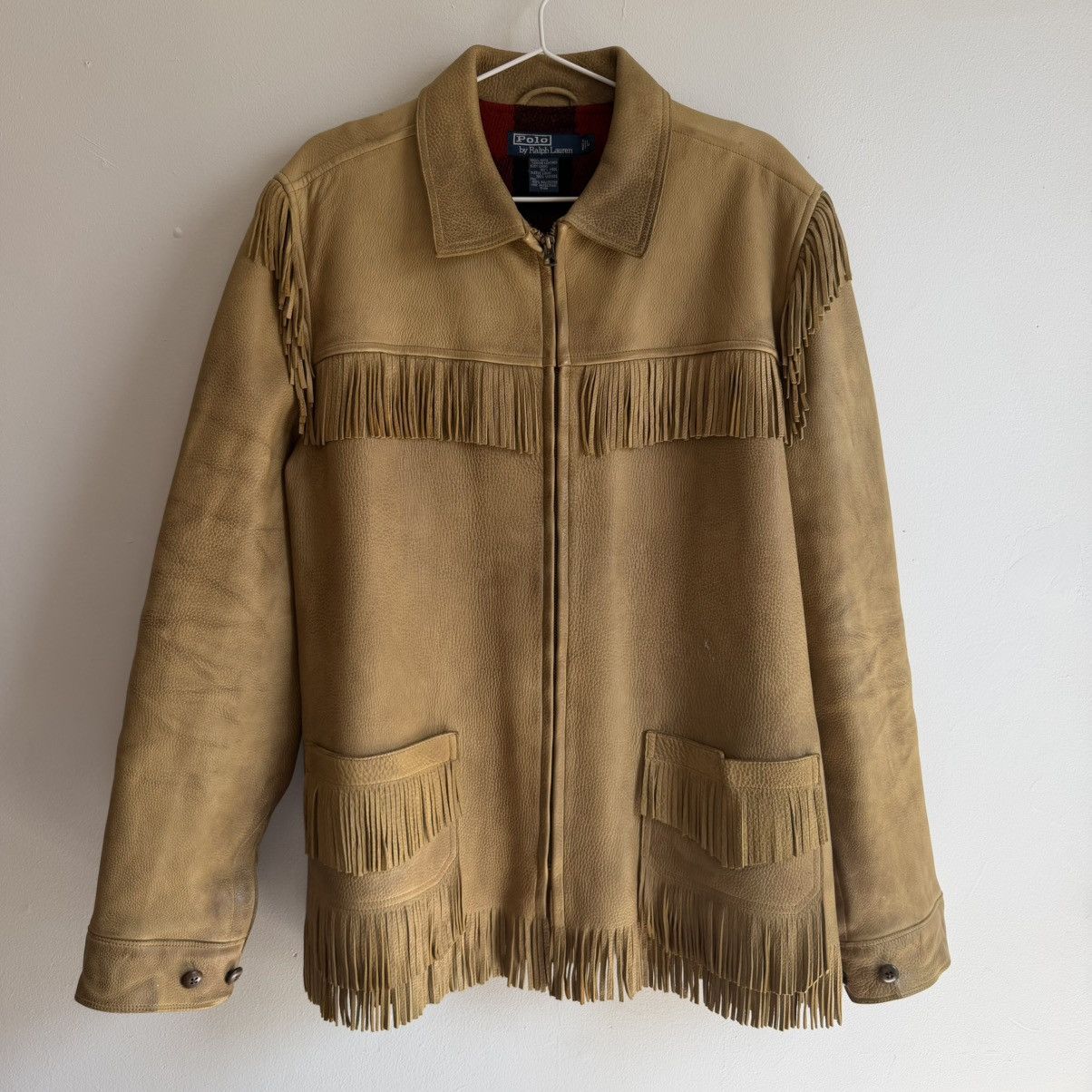 Ralph Lauren RALPH LAUREN Leather Fringe Jacket w/Plaid lining Size US L / EU 52-54 / 3 - 1 Thumbnail