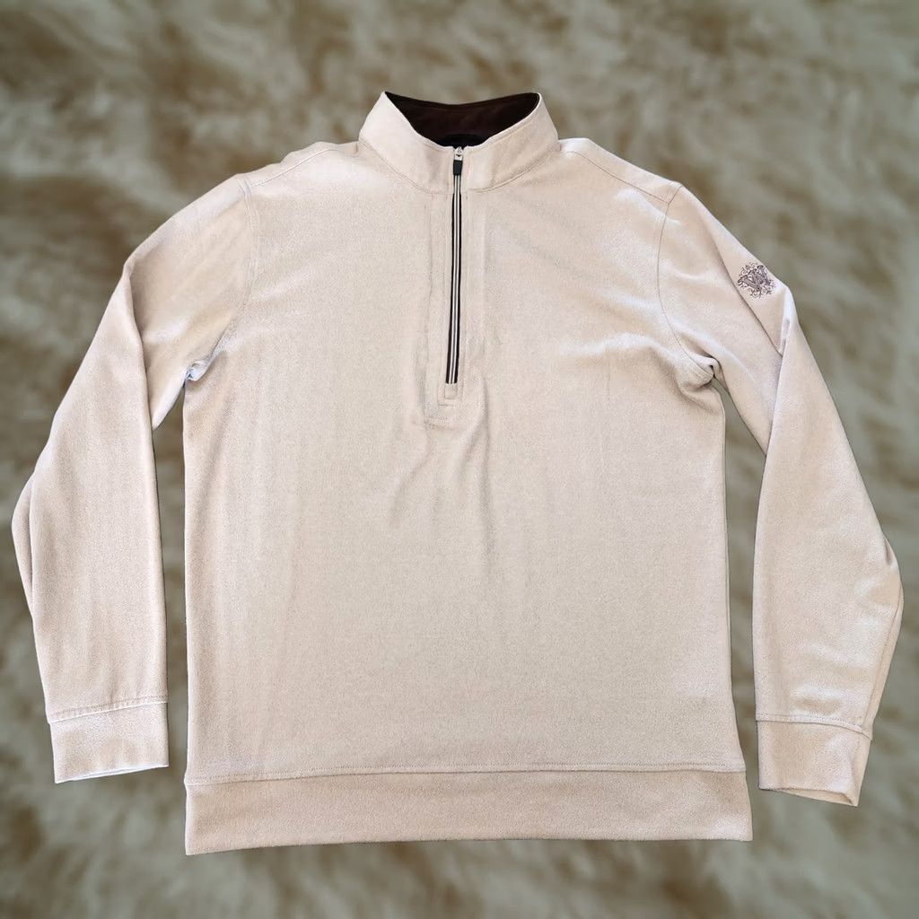 Vintage Straight Down Golf Pullover Sweatshirt Mens Large Tan 1/4 Zip Embroidered Size US L / EU 52-54 / 3 - 1 Thumbnail