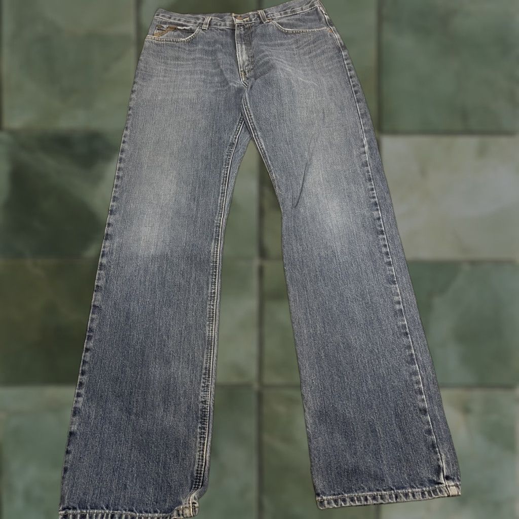 Ariat Ariat Jeans Mens 32 Blue Denim Relaxed Bootcut Cowboy Southwestern 5-Pocket Logo Button Zipper Regular fitting 35 Inseam Jeans Mens Size US 32 / EU 48 - 1 Thumbnail