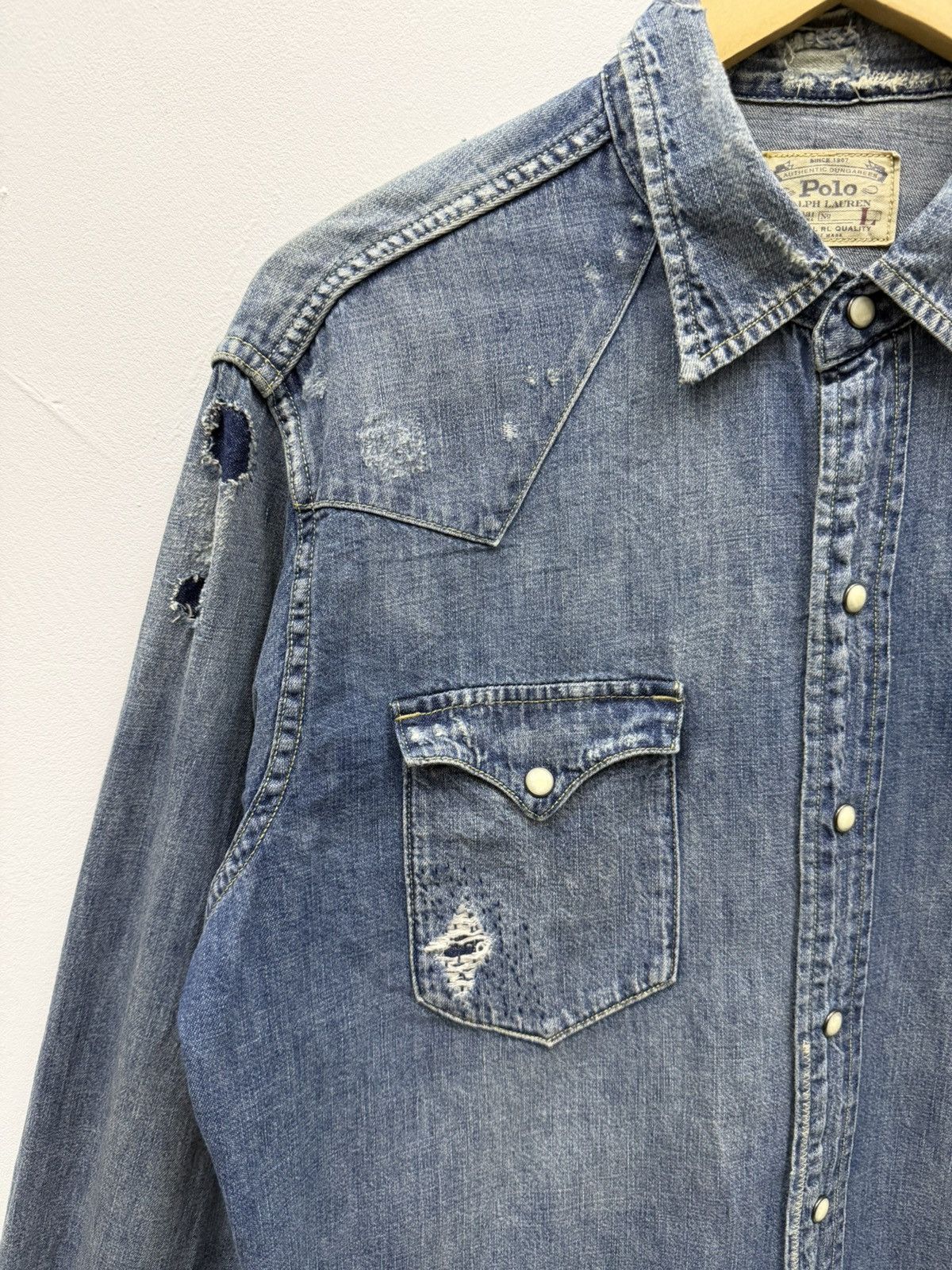 RRL Ralph Lauren Ralph Lauren RRL Distressed Cowboy Shirt Size US L / EU 52-54 / 3 - 7 Thumbnail