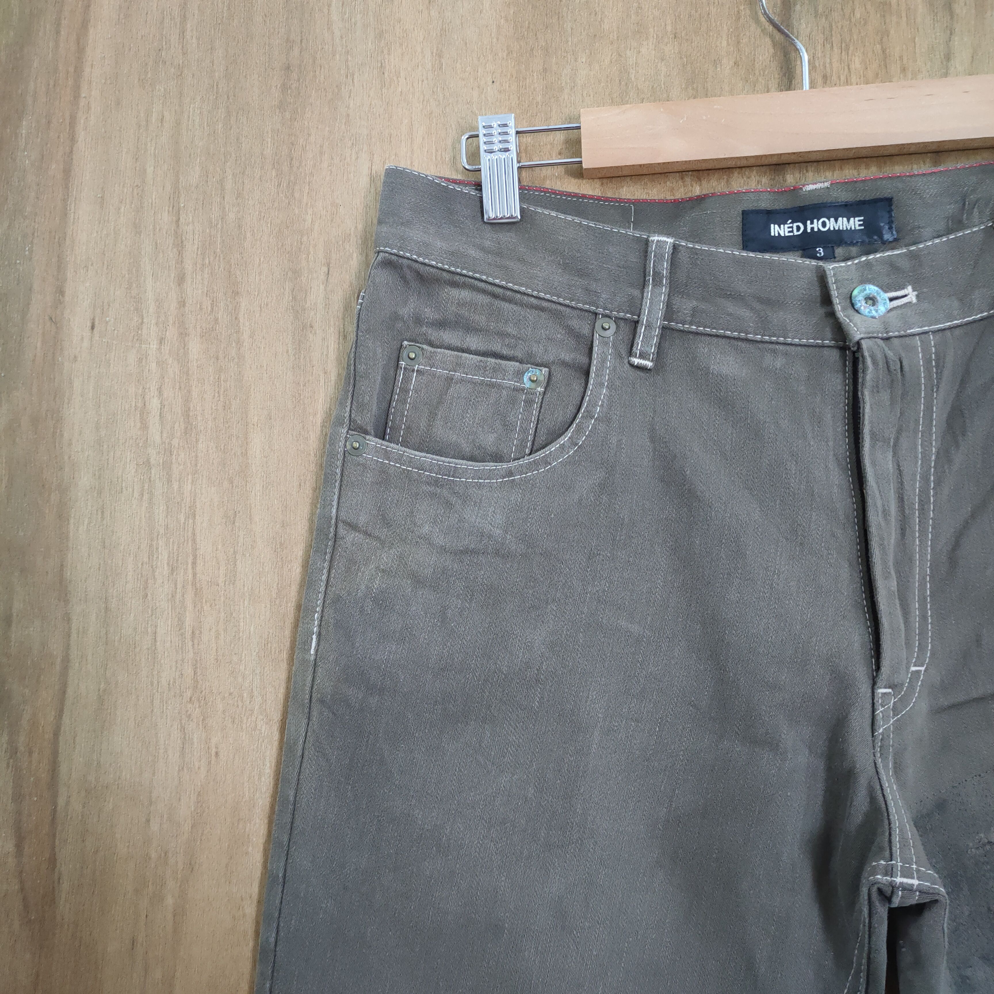 Yohji Yamamoto INED HOMME by YOHJI YAMAMOTO BROWN DENIM PANTS Size US 32 / EU 48 - 5 Thumbnail