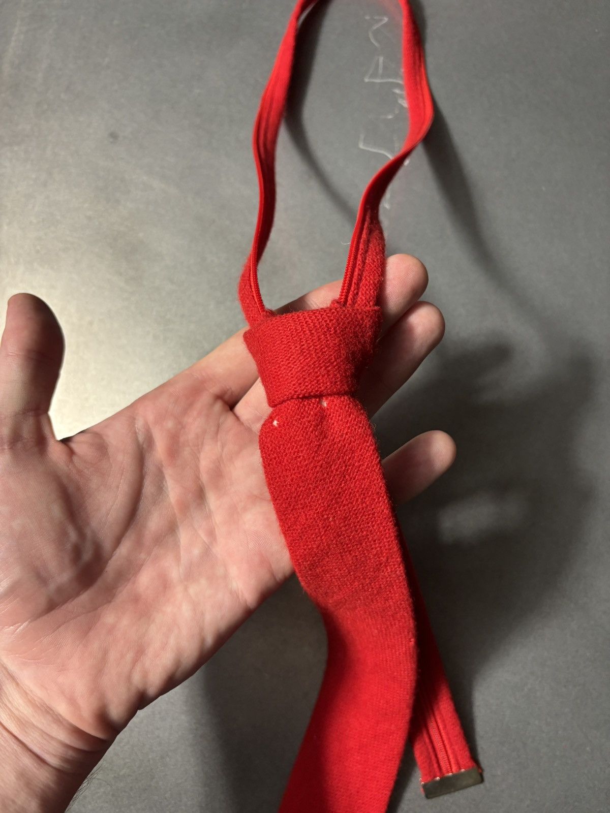 Vintage Vintage Pre-Tied Necktie Zipper Skinny Lambswool Red Wool 90 Size ONE SIZE - 14 Thumbnail
