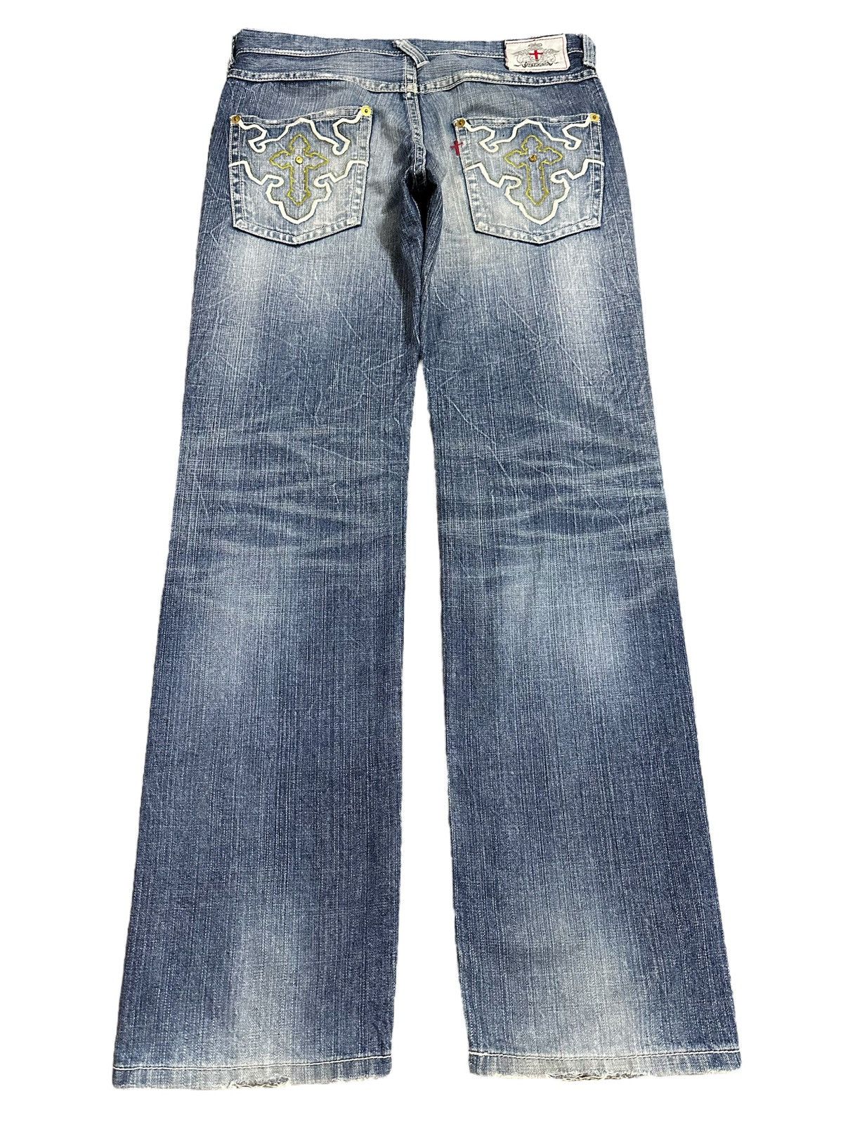 Japanese Brand Vintage Japanese Genoese Embroidered Cross Style Jeans Size US 34 / EU 50 - 1 Thumbnail