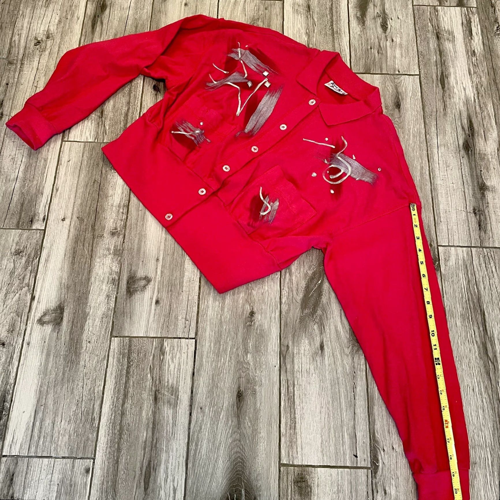 Vintage VINTAGE Anne-Marie Designs 80s Punk Art Pink Crop Cardigan Sweater Pockets Long Sleeve Button Women M Size M / US 6-8 / IT 42-44 - 4 Thumbnail
