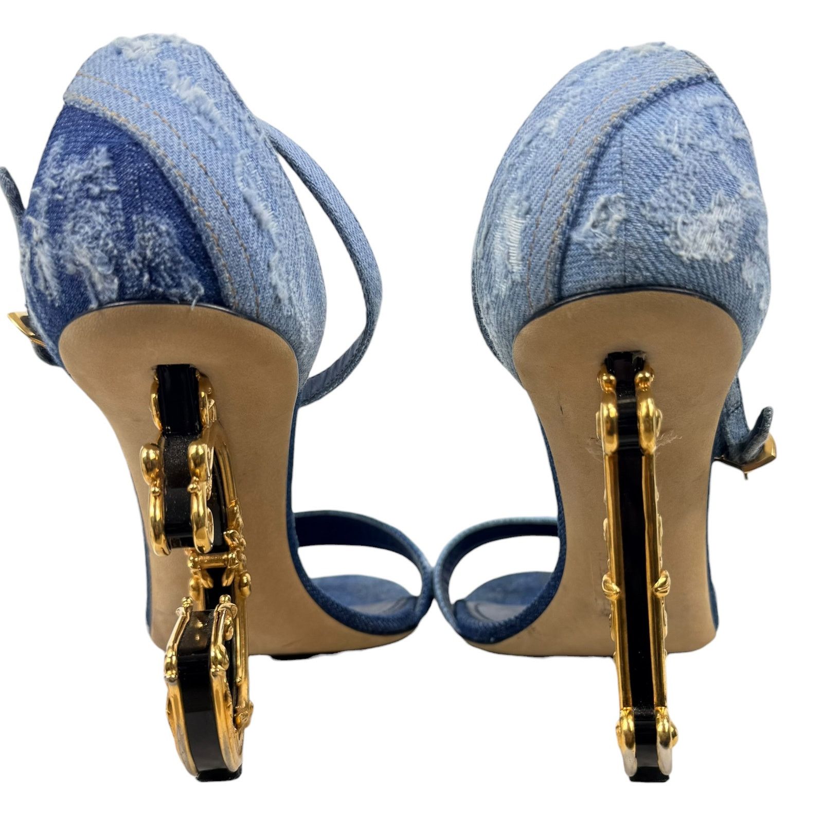Dolce & Gabbana Dolce & Gabbana Patchwork Denim DG Heel Sandals Blue Size 40 Size US 10 / IT 40 - 5 Thumbnail
