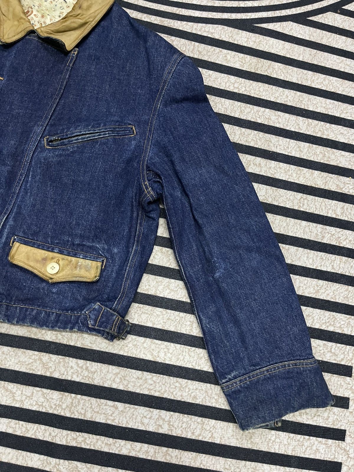 PPFM 90s PEYTON PLACE FOR MEN (PPFM) DENIM LEATHER BIKER JACKET Size US S / EU 44-46 / 1 - 5 Thumbnail