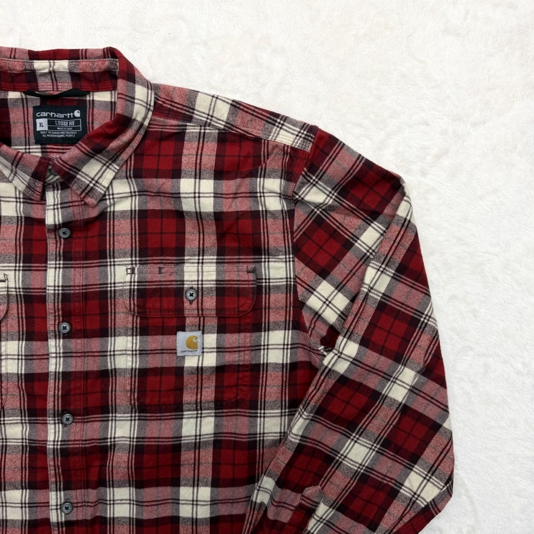 Carhartt Carhartt Flannel Shirt Shacket XL Red Plaid Button-Up Workwear Mens Size US XL / EU 56 / 4 - 4 Thumbnail