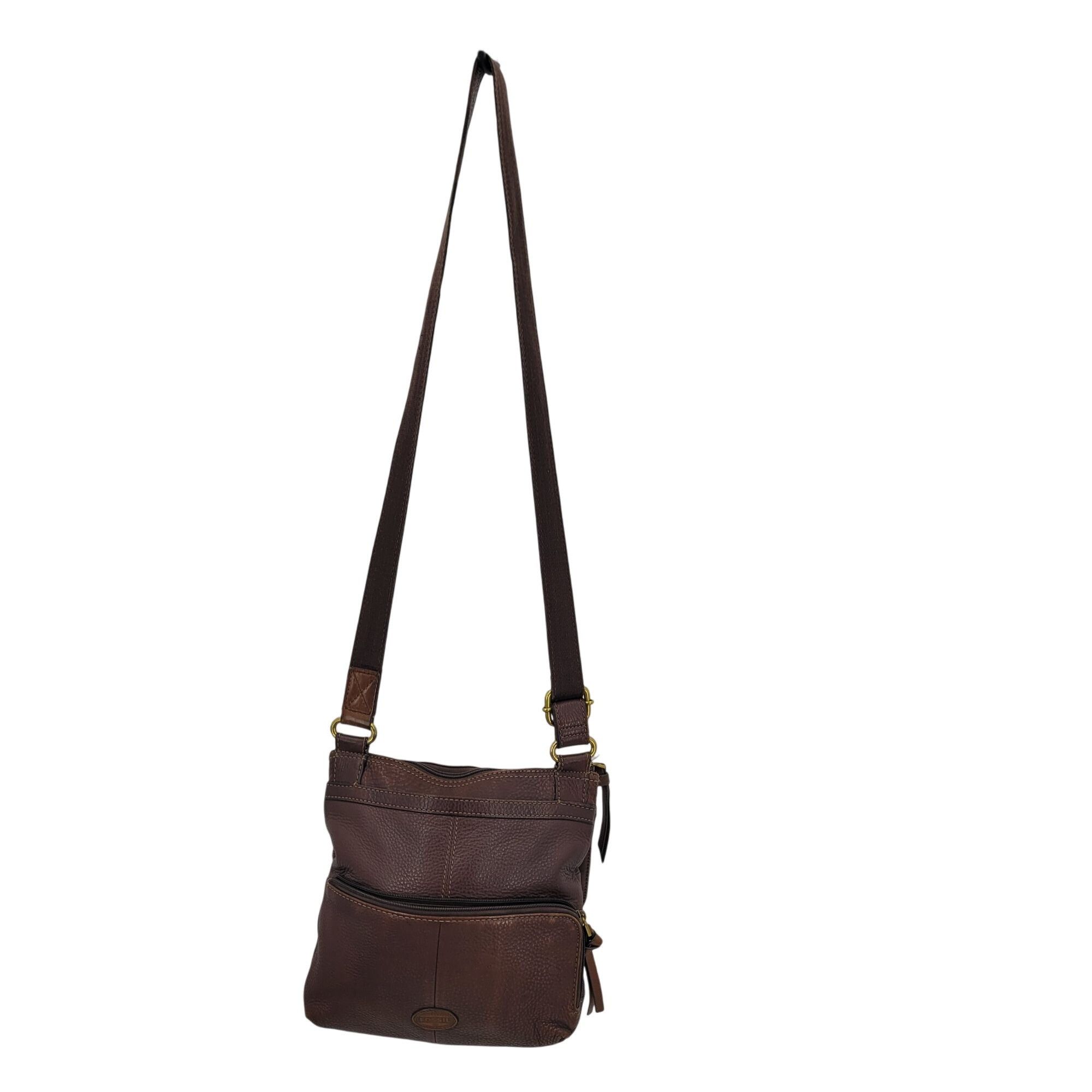 Fossil Vtg Fossil Morgan Brown Pebble Leather Crossbody Bag Multipl Size ONE SIZE - 2 Thumbnail
