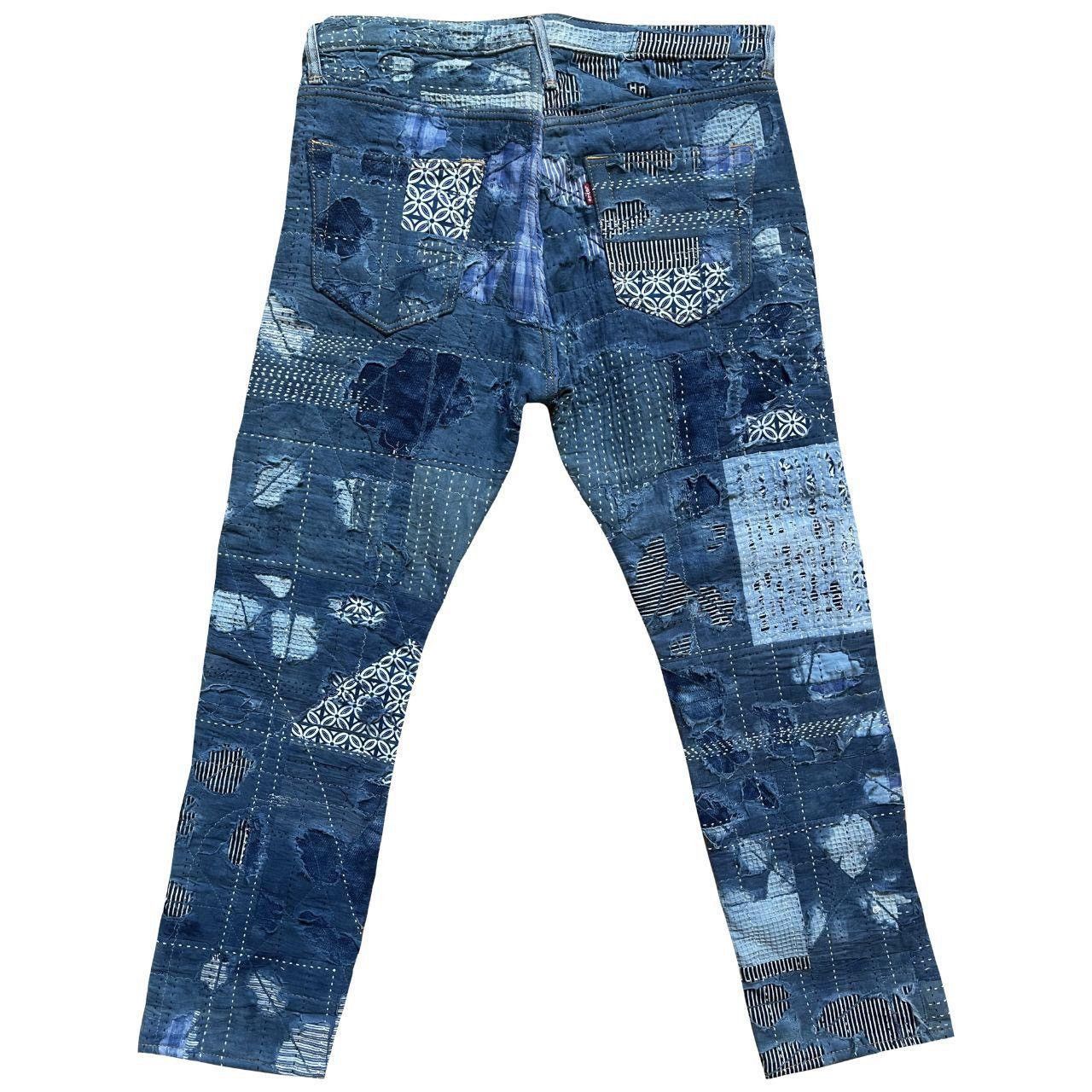 Kapital Indigo Boro Sashiko Distressed Jeans Size US 32 / EU 48 - 2 Thumbnail