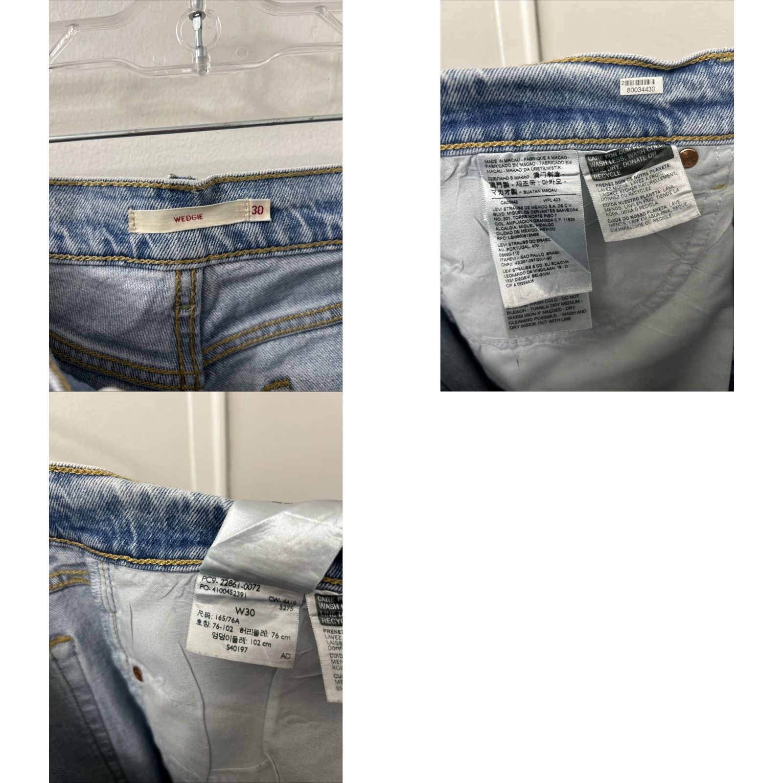 Levi's Levi's Premium Jeans Womens 30x27 Blue Big E Wedgie Denim Straight Fit Button Denim Jeans Women Retro 5-Pocket Medium Wash Regular Rise Size 30" / US 8 / IT 44 - 9 Thumbnail