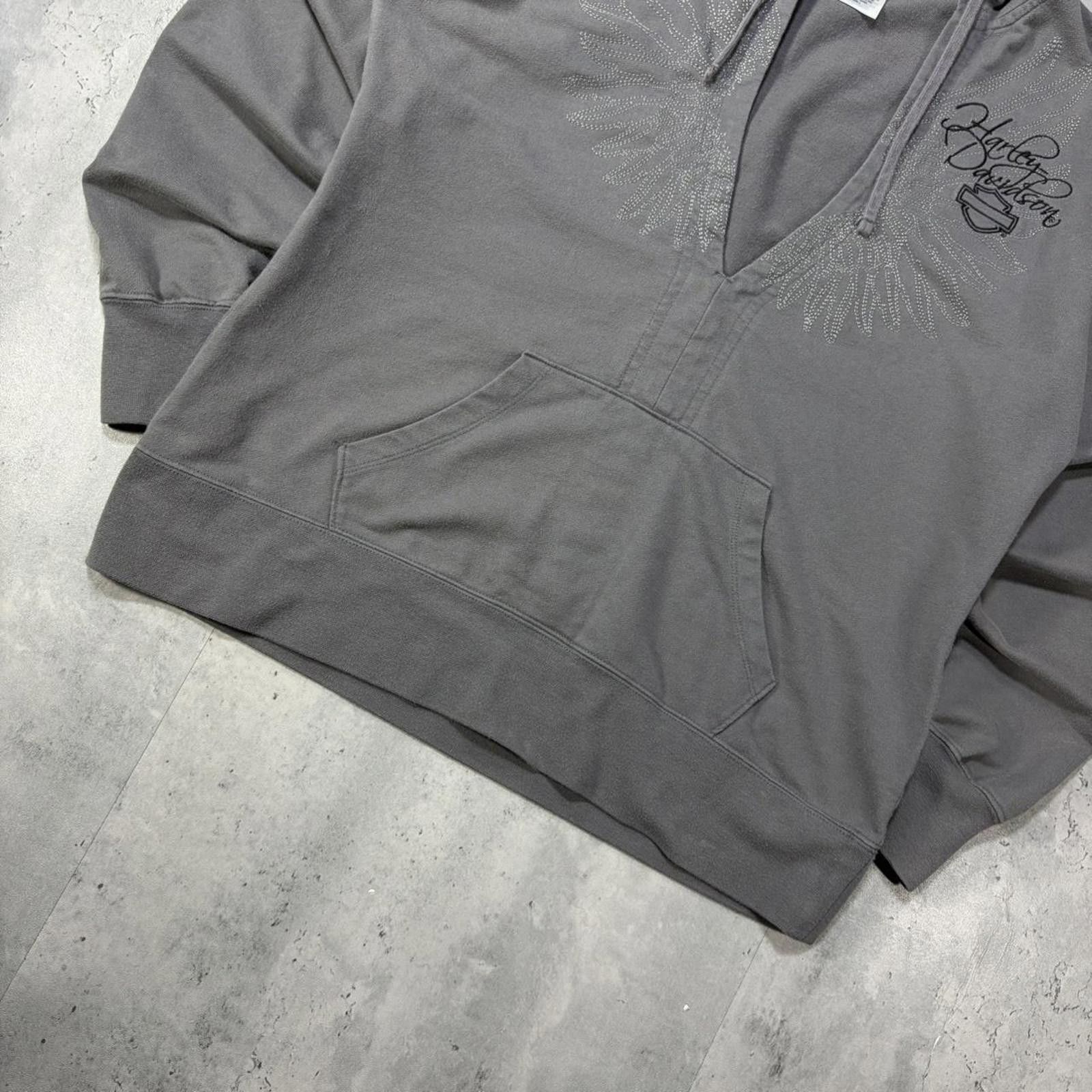 Harley Davidson Y2K Gray Harley Davidson Grunge Biker Hoodie Size L / US 10 / IT 46 - 4 Thumbnail