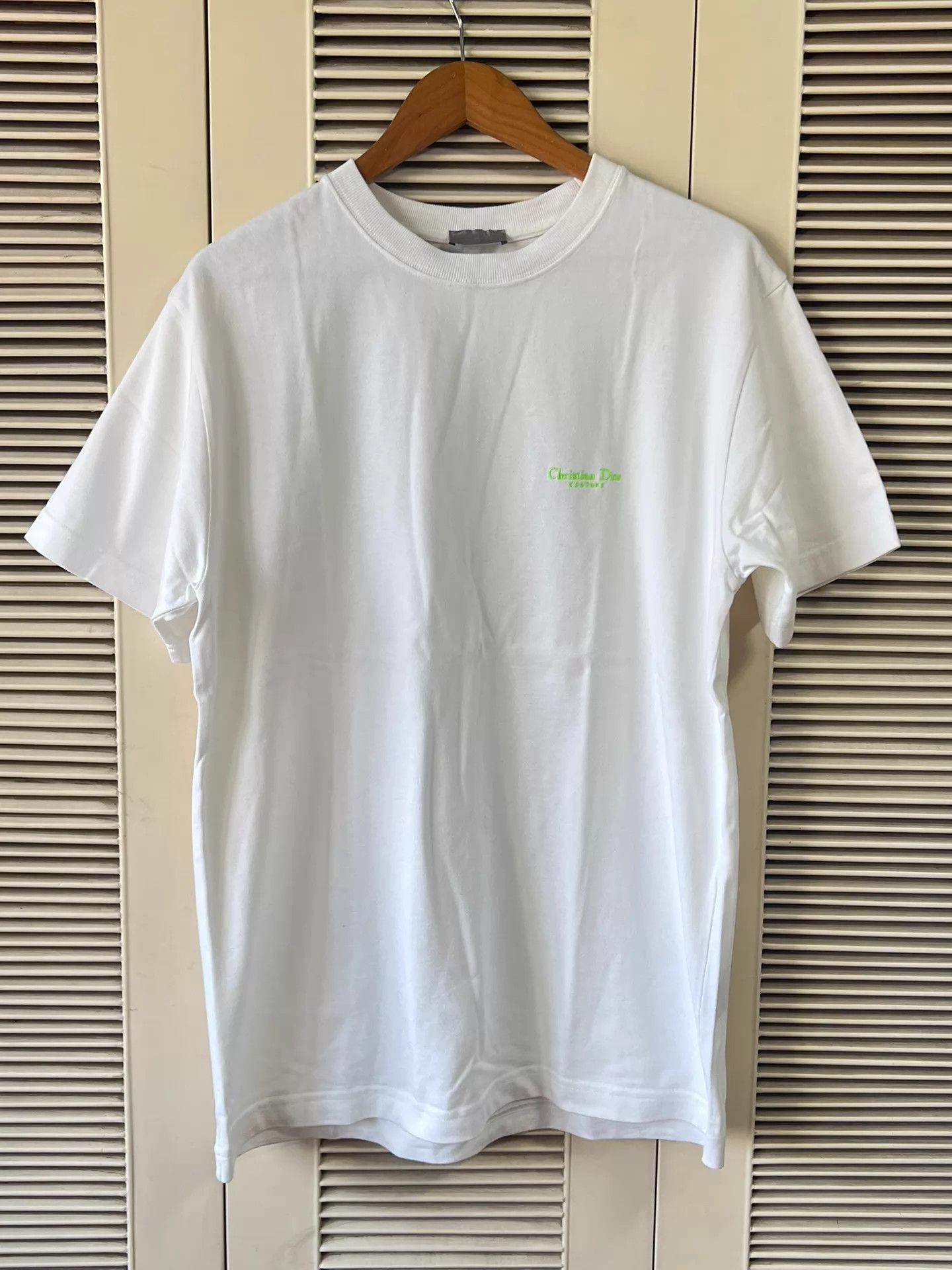 Dior Dior White Short-Sleeve T-Shirt Green Embroidered Logo M Size US M / EU 48-50 / 2 - 1 Thumbnail