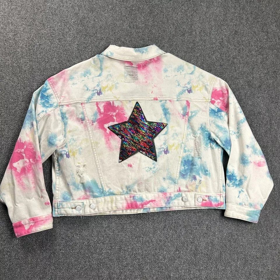 Other Belle + Day Jacket Womens 2 Tie Dye Denim Trucker Biker Size XS / US 0-2 / IT 36-38 - 5 Thumbnail