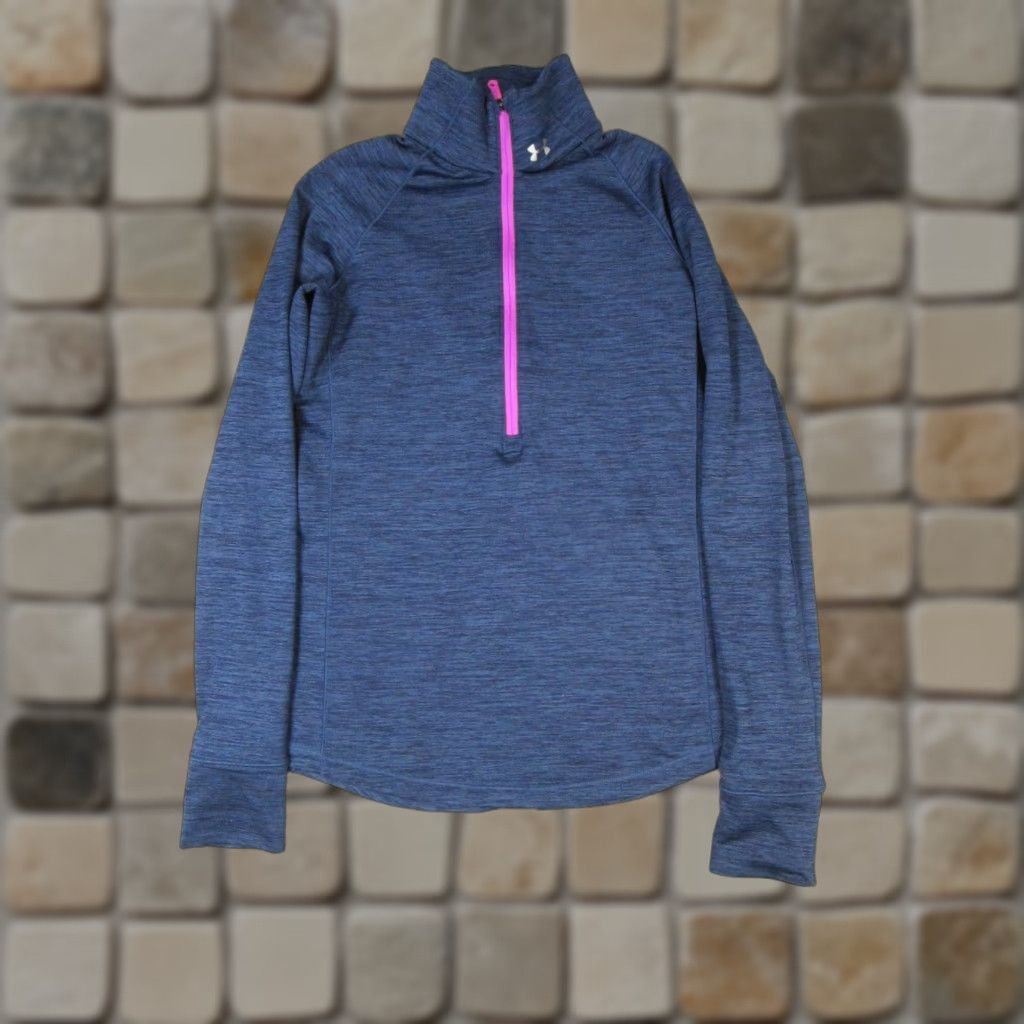 Under Armour Under Armour Sweatshirt Womens Small Blue Purple Cold Gear Running Half Zip Mock Neck Long Sleeve Pullover Athletic Zip Size S / US 4 / IT 40 - 1 Thumbnail
