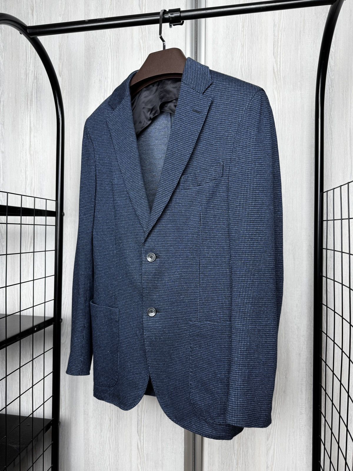 Boggi Boggi Milano Jersey Cotton Micro Houndstooth Pattern Blazer Size 36R - 5 Thumbnail