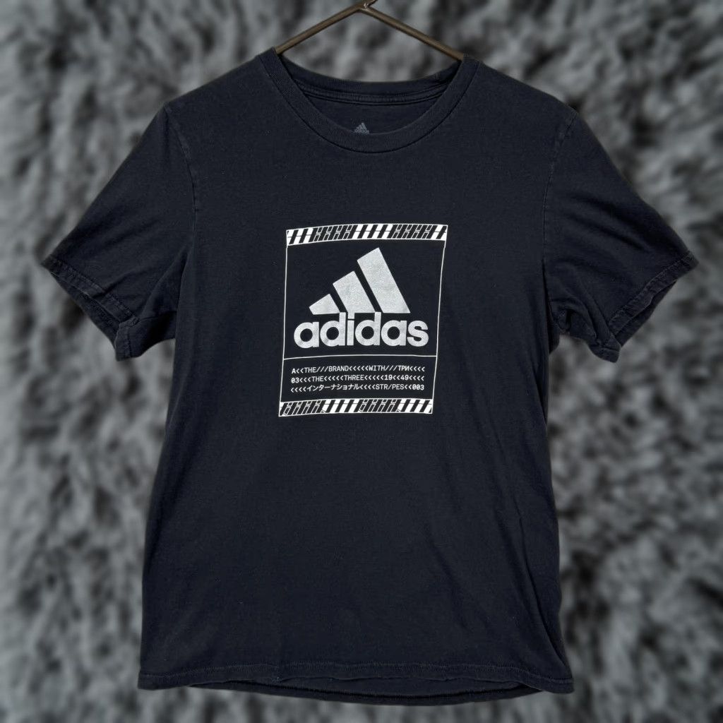 Adidas Adidas Shirt Mens S Black Amplifier Tee Graphic Print Crew Neck Japanese Lettering Streetwear Athletic Size US S / EU 44-46 / 1 - 1 Thumbnail