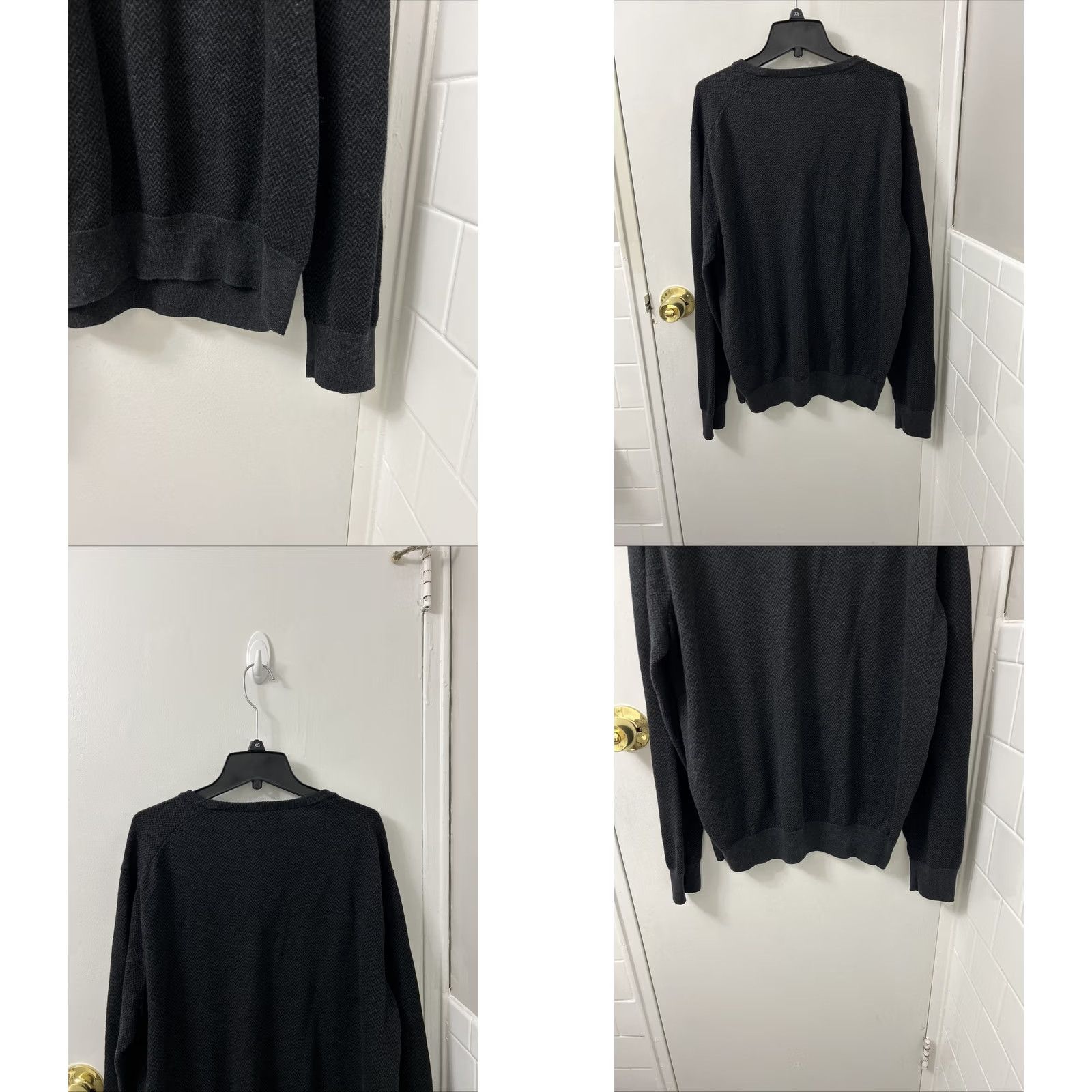 Ralph Lauren Polo Ralph Lauren Sweater Mens L Black V Neck Herringbone Pima Cotton Pullover Size US L / EU 52-54 / 3 - 8 Thumbnail